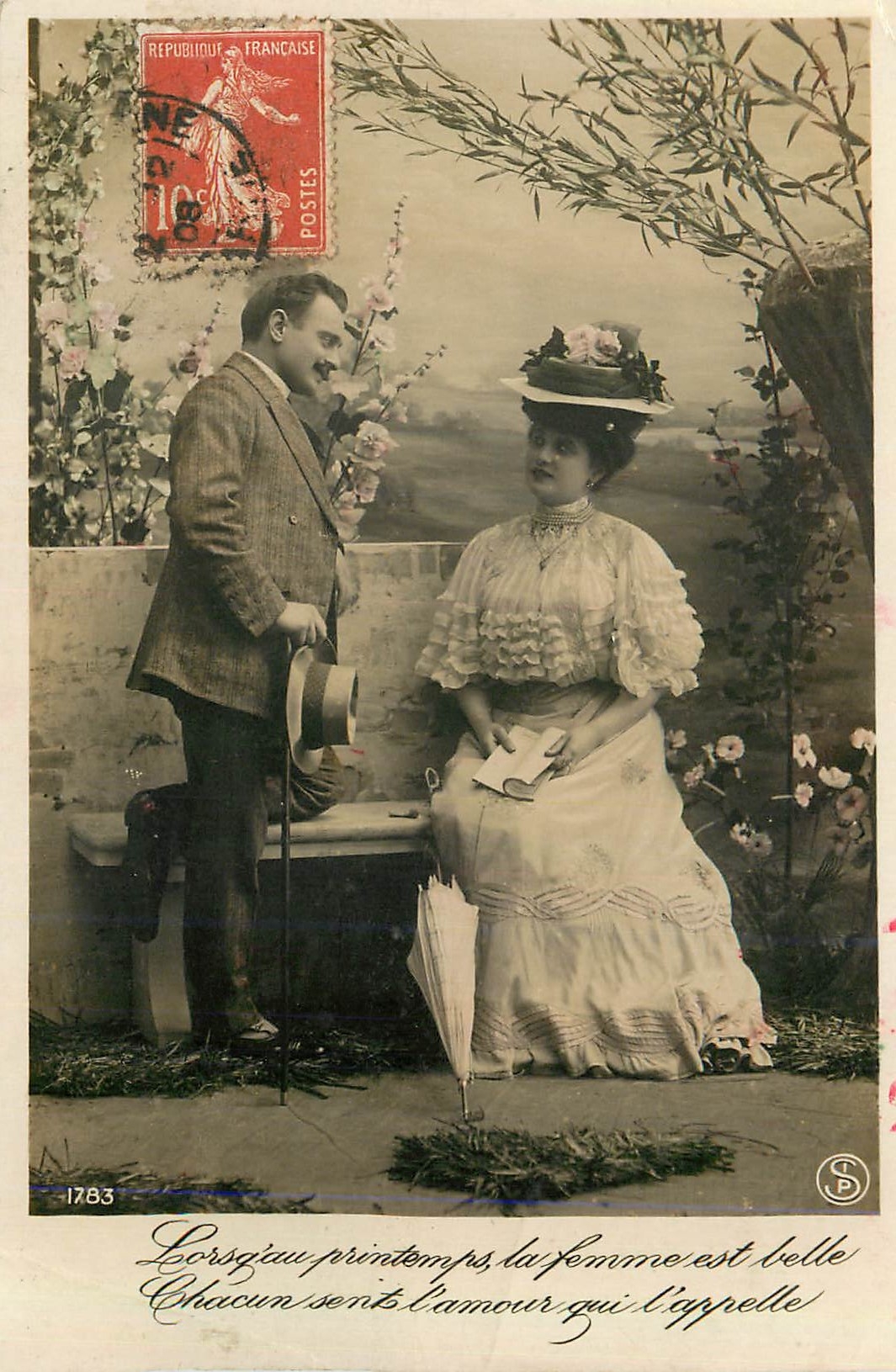 Printemps, la femme est belle — Chacun sent l'amour qui l'appelle — CP 1783, éditeur CP
