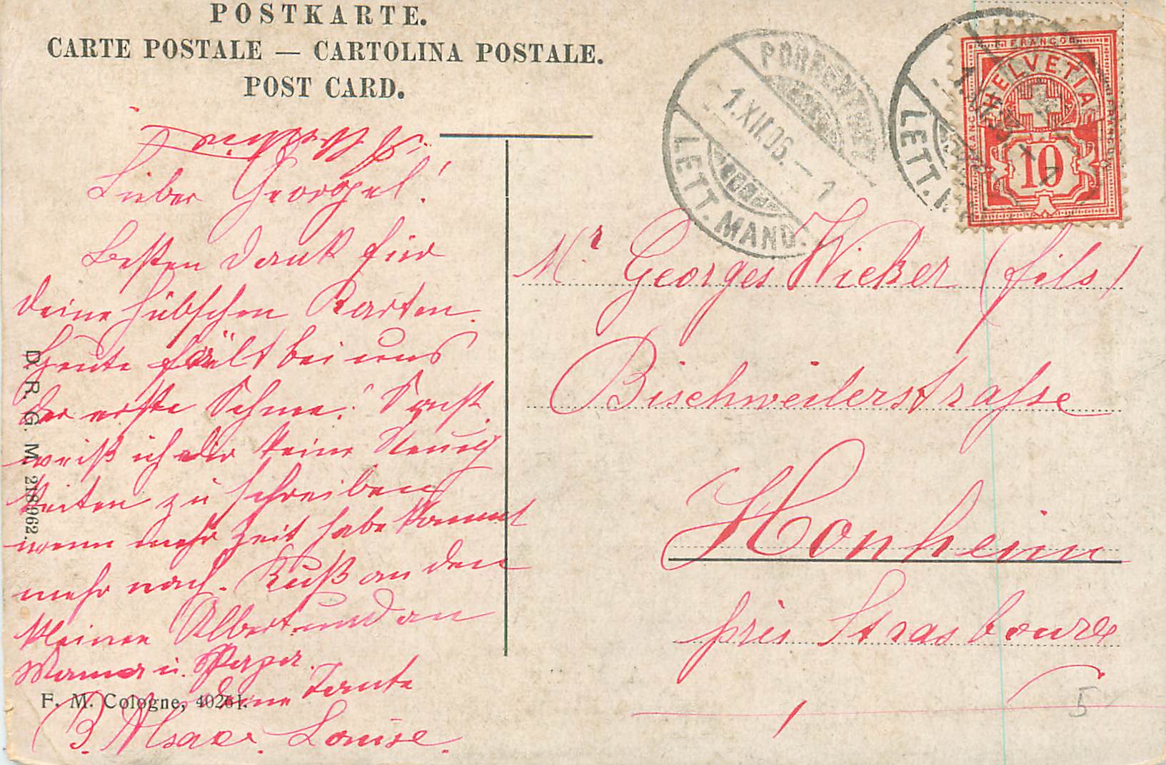 Vintage Postcard A mauve in winter — Back
