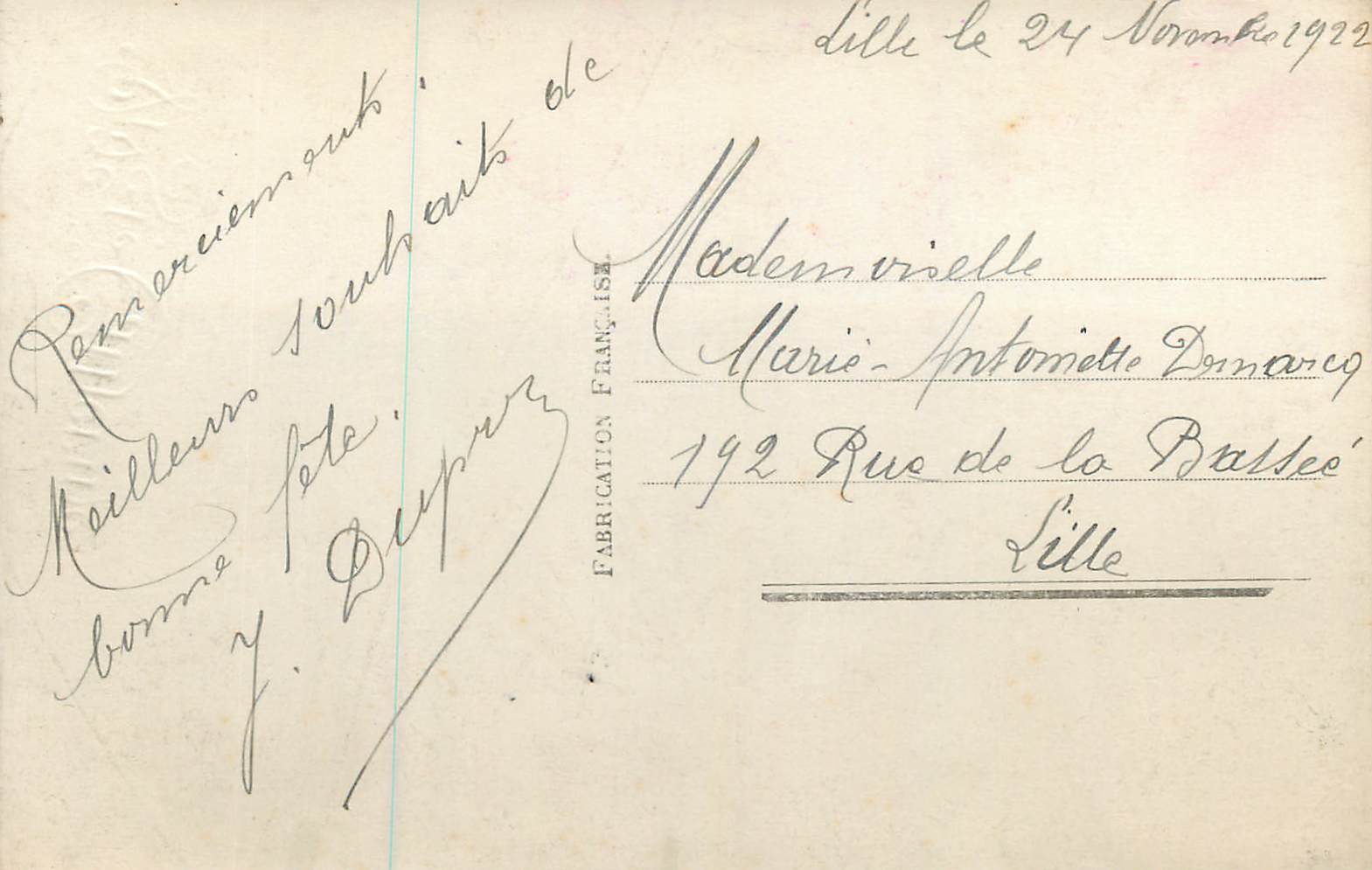 CPA Vive ste catherine — Rückseite