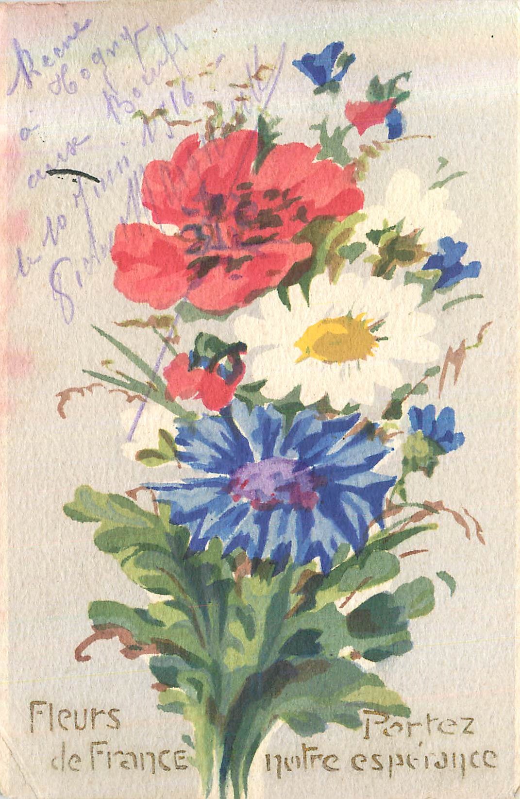 CPA Fleurs de france portez notre esperance