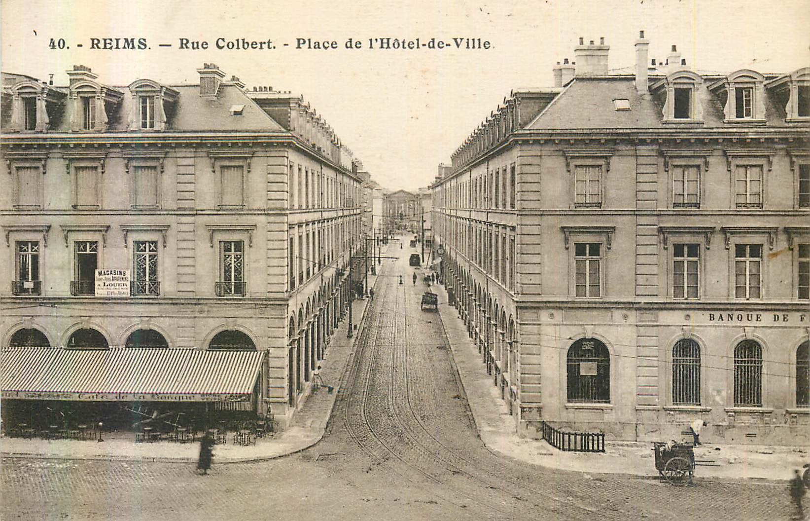 CPA 40 reims rue colbert place de l hotel de ville
