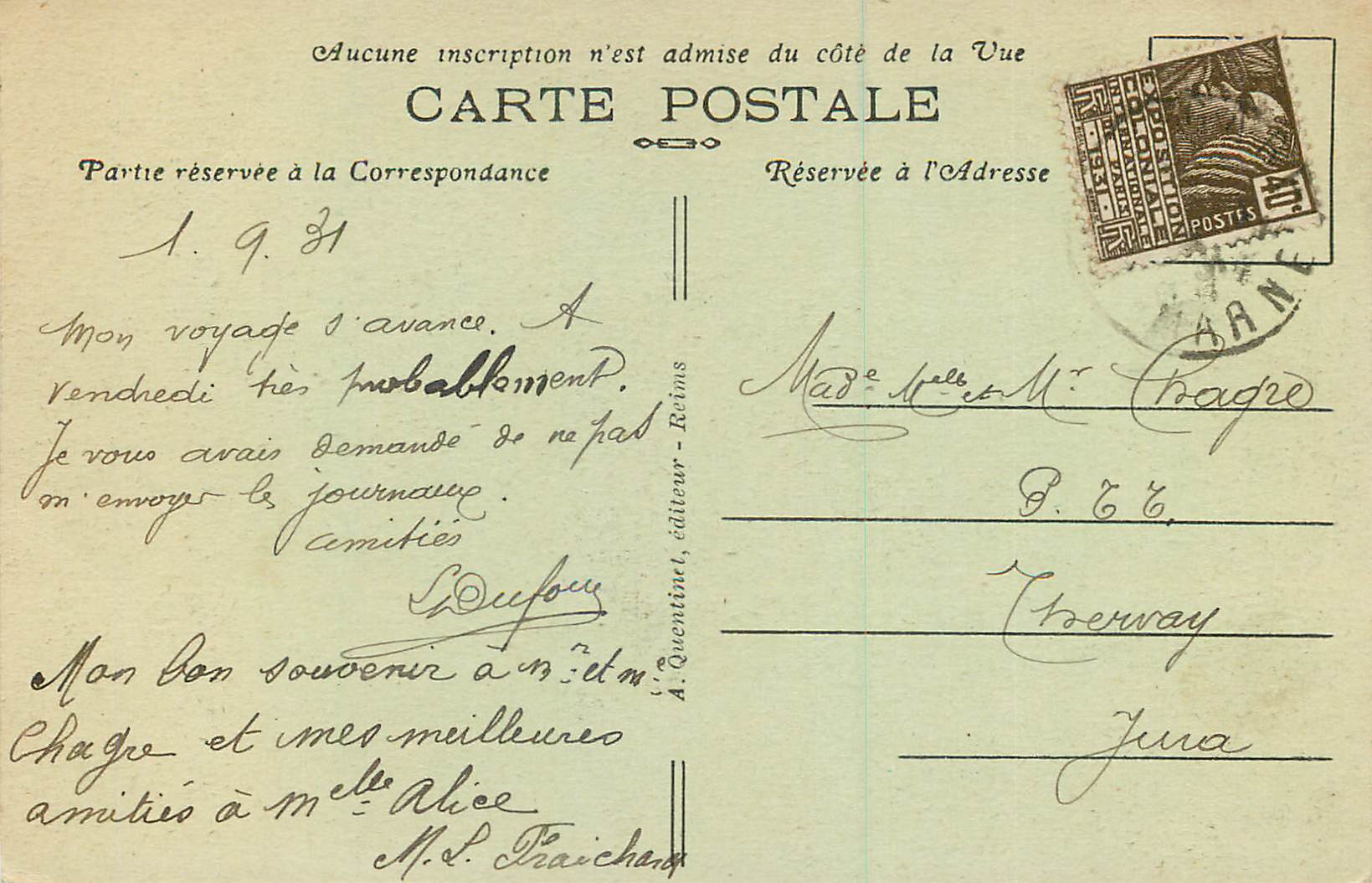 CPA 40 reims rue colbert place de l hotel de ville — Verso