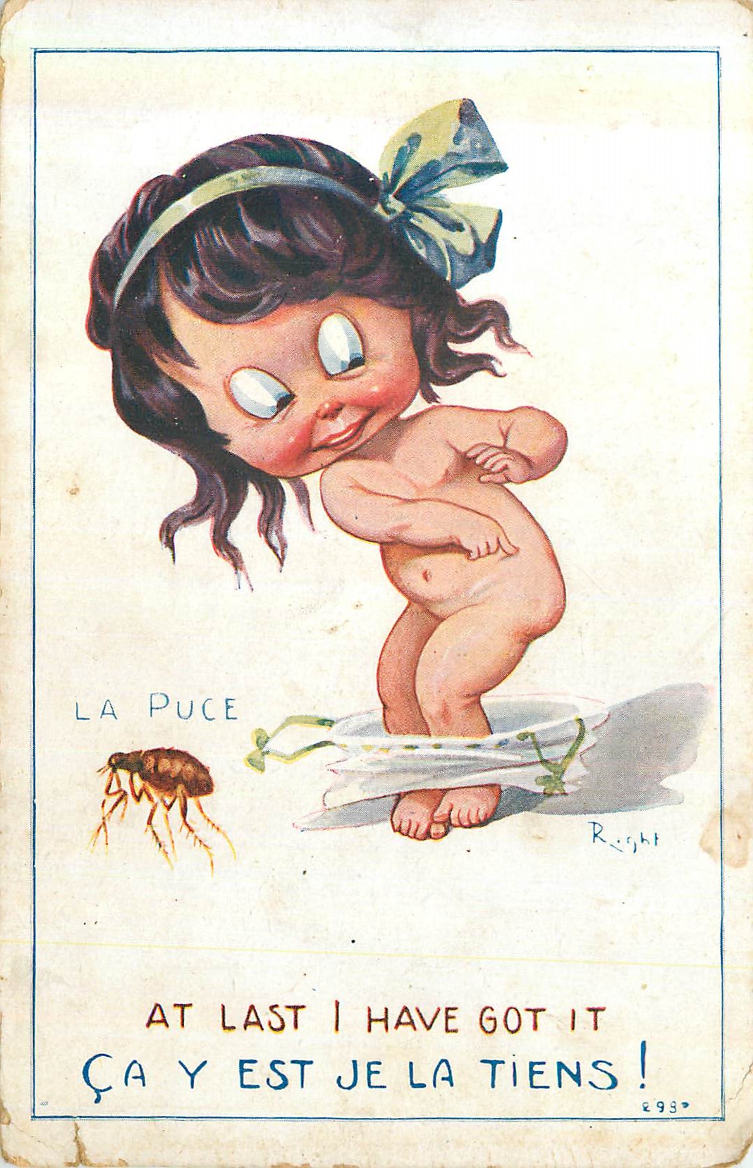 CPA La puce ca y est je la tiens Illustrateur Right