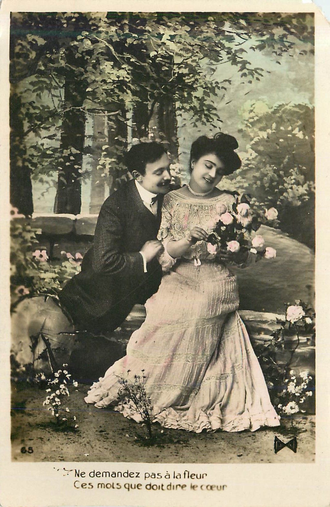 Couple amoureux — scène de jardin — éditeur inconnu, n° 65