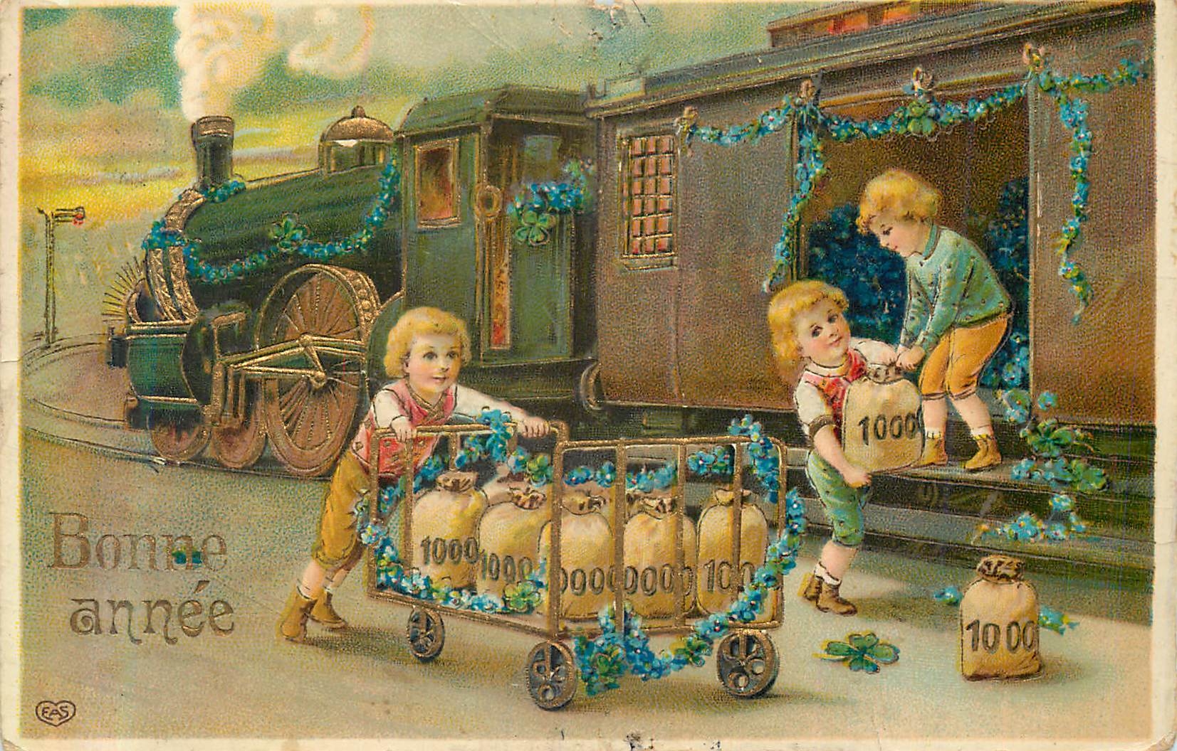 CPA Bonne annee Train