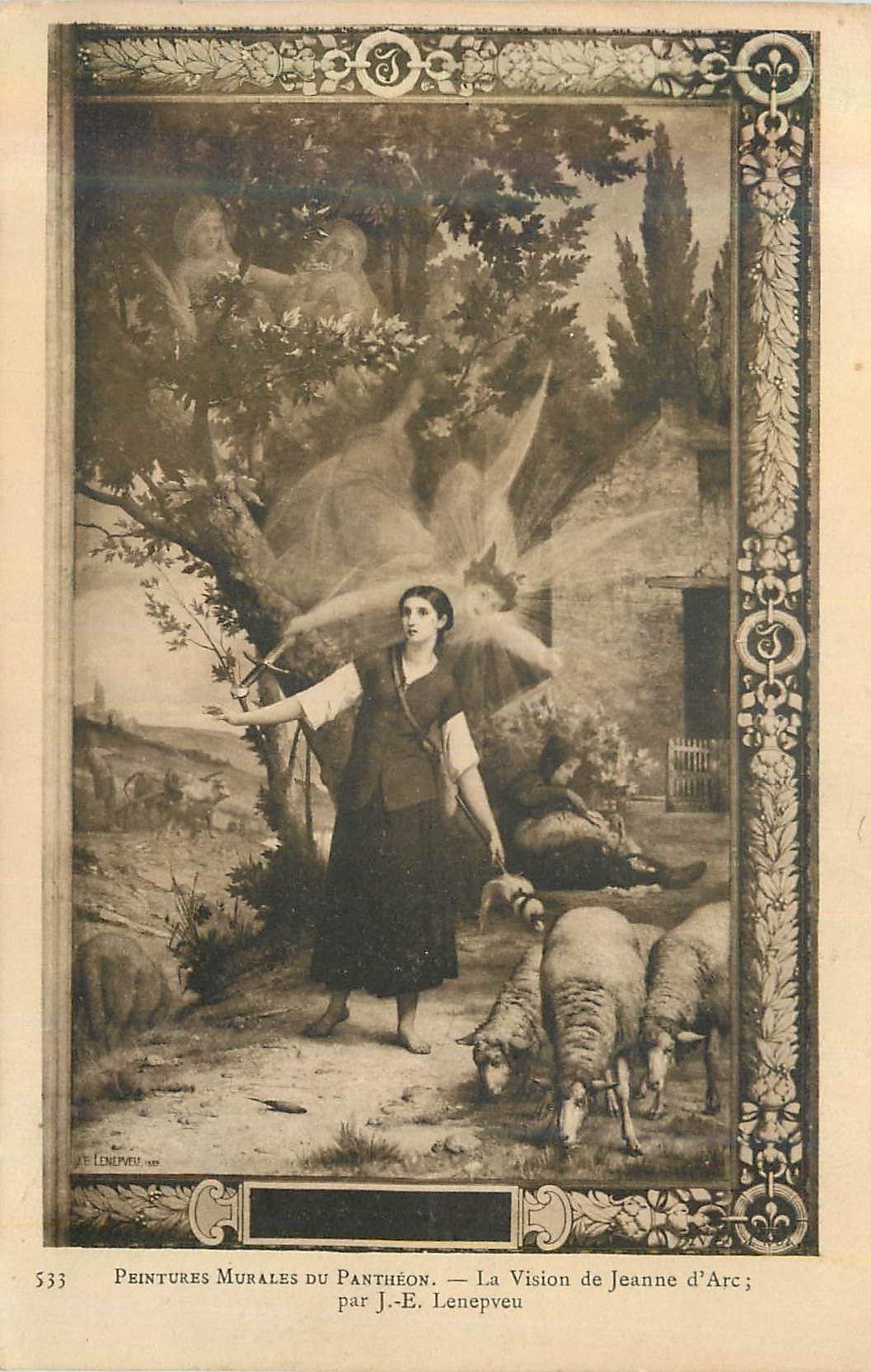 CPA 533 peintures murales du pantheon la vision de jeanne d arc par j e lenepveu