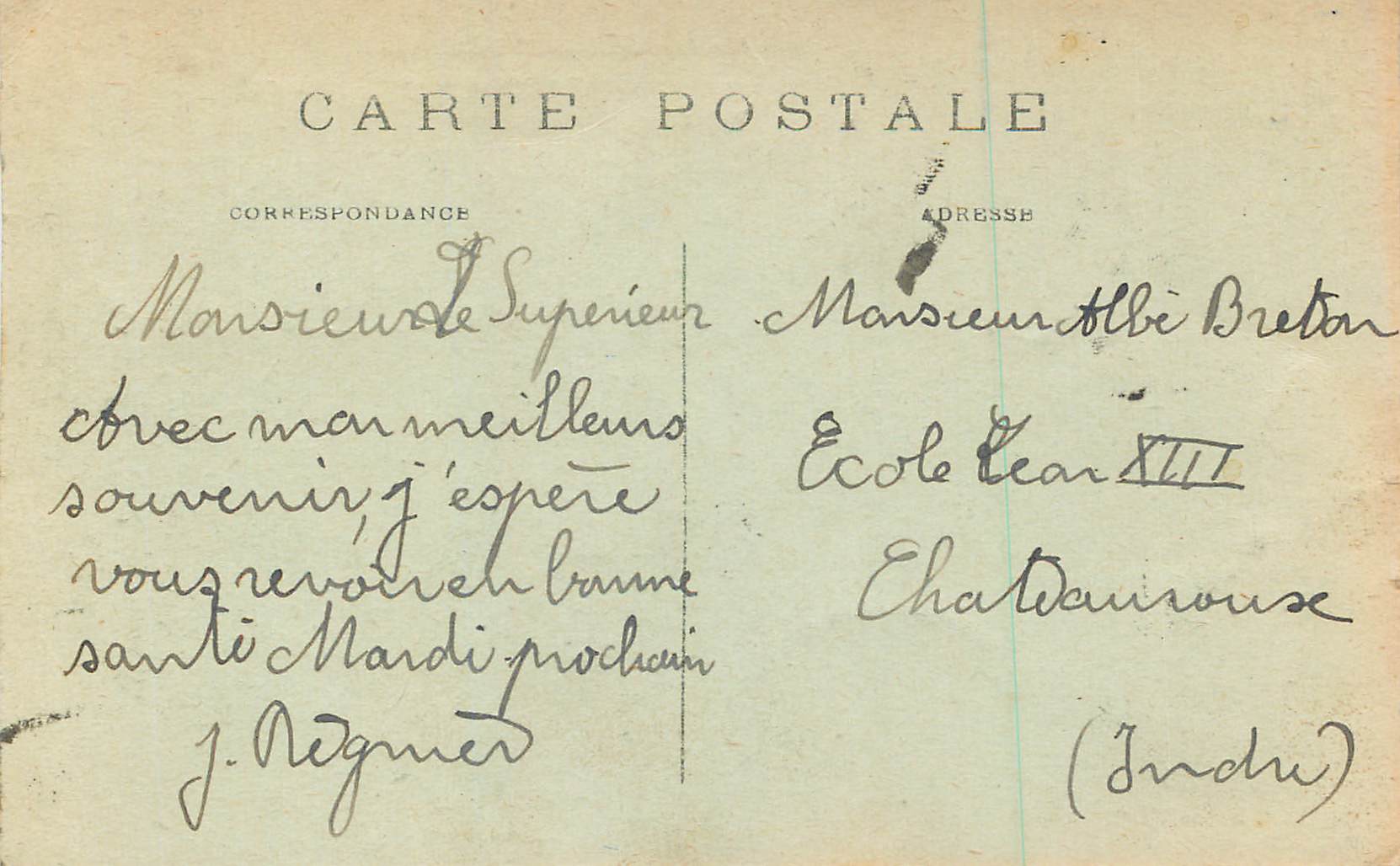 Château de Meillant — Partie féodale — Éd. Nouvelles Galeries, n°429 — Verso