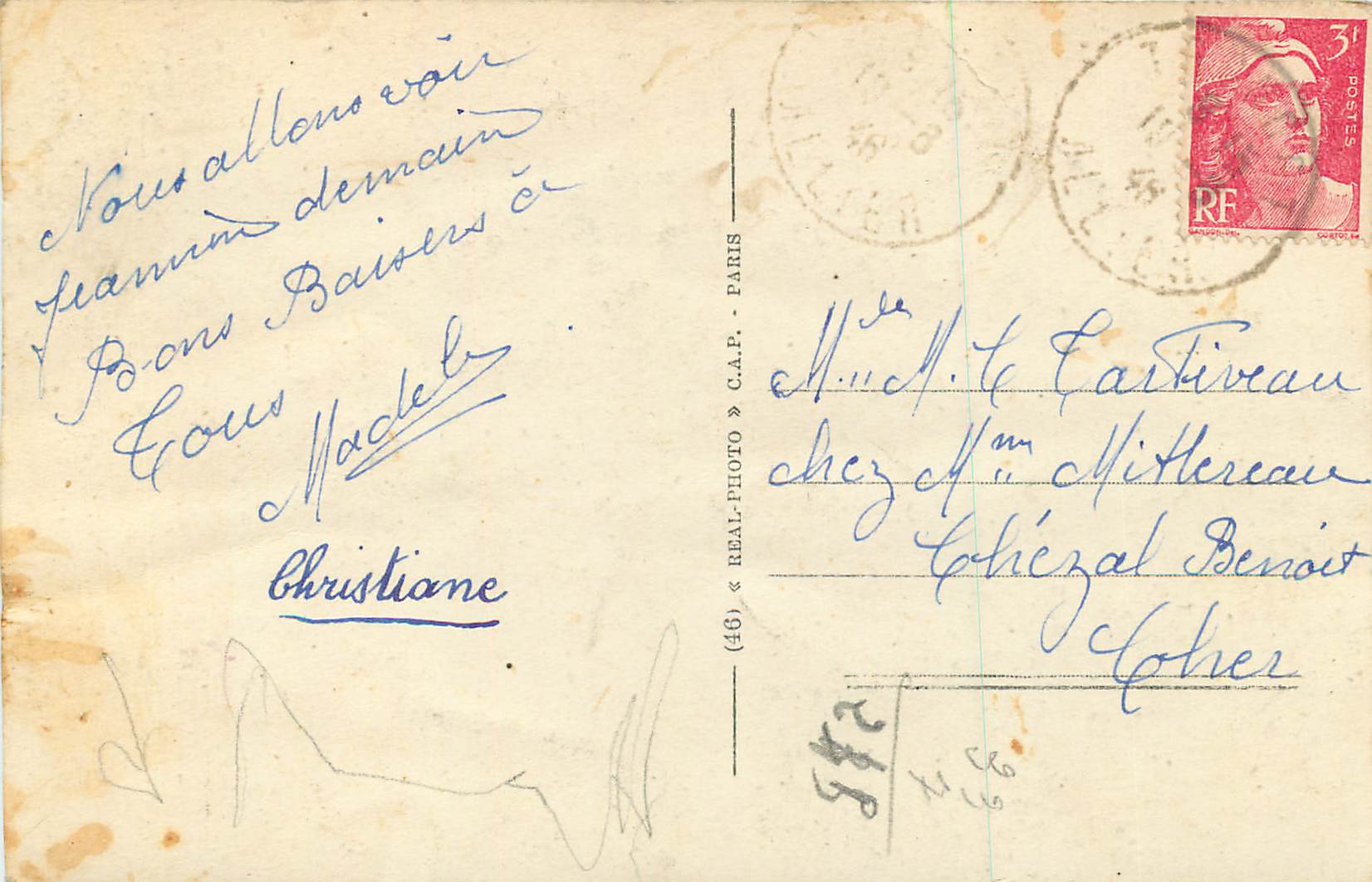 CPM 337 vichy l hotel de ville (chanet arch) — Verso