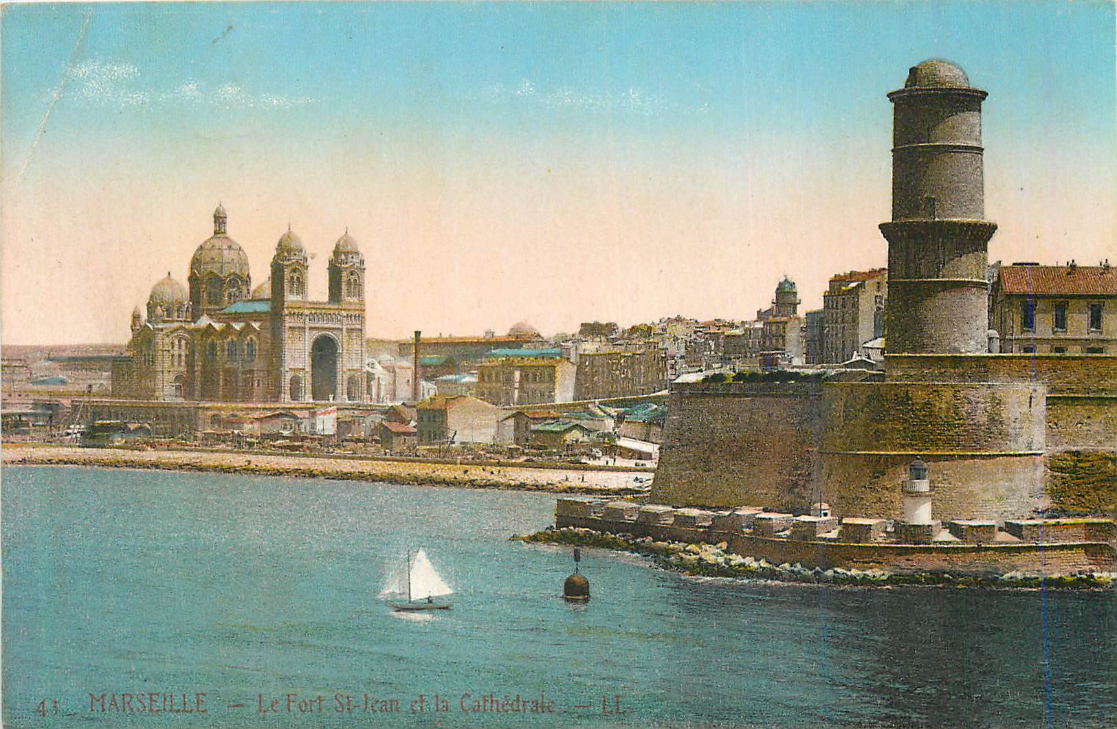 CPA 41 marseille le fort st jean et la cathedrale