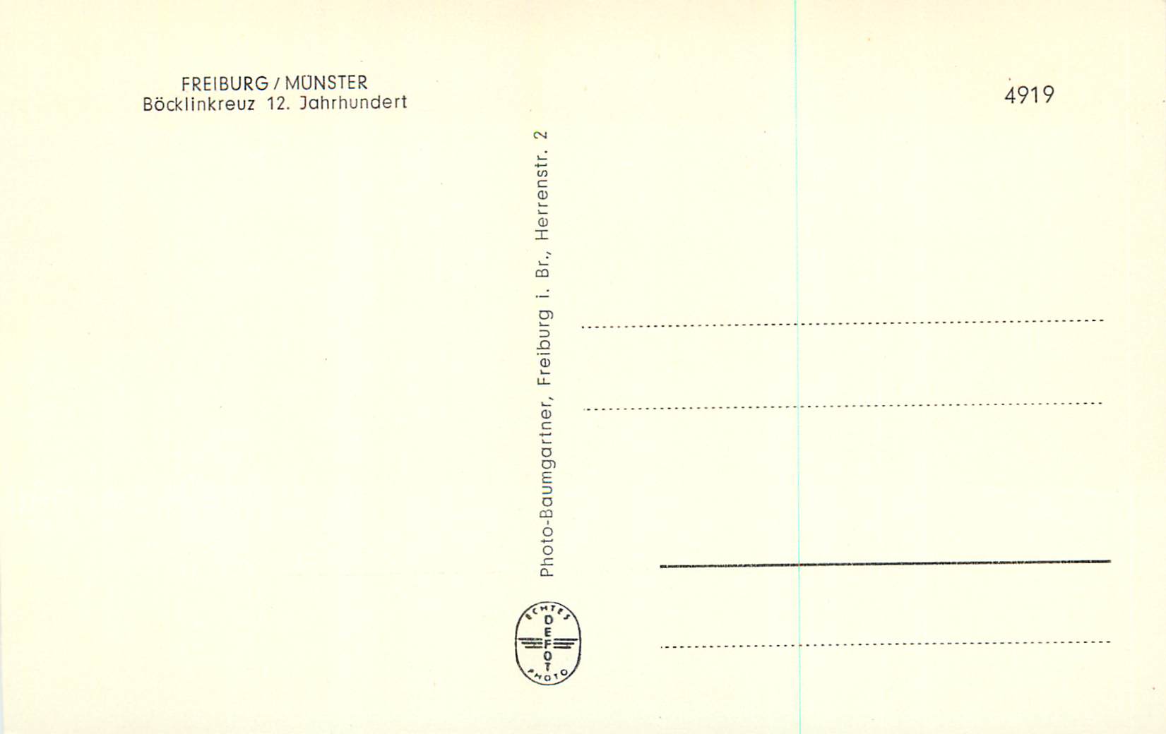 CPM Freiburg munster bocklinkreuz 12 jahrhundert — Verso