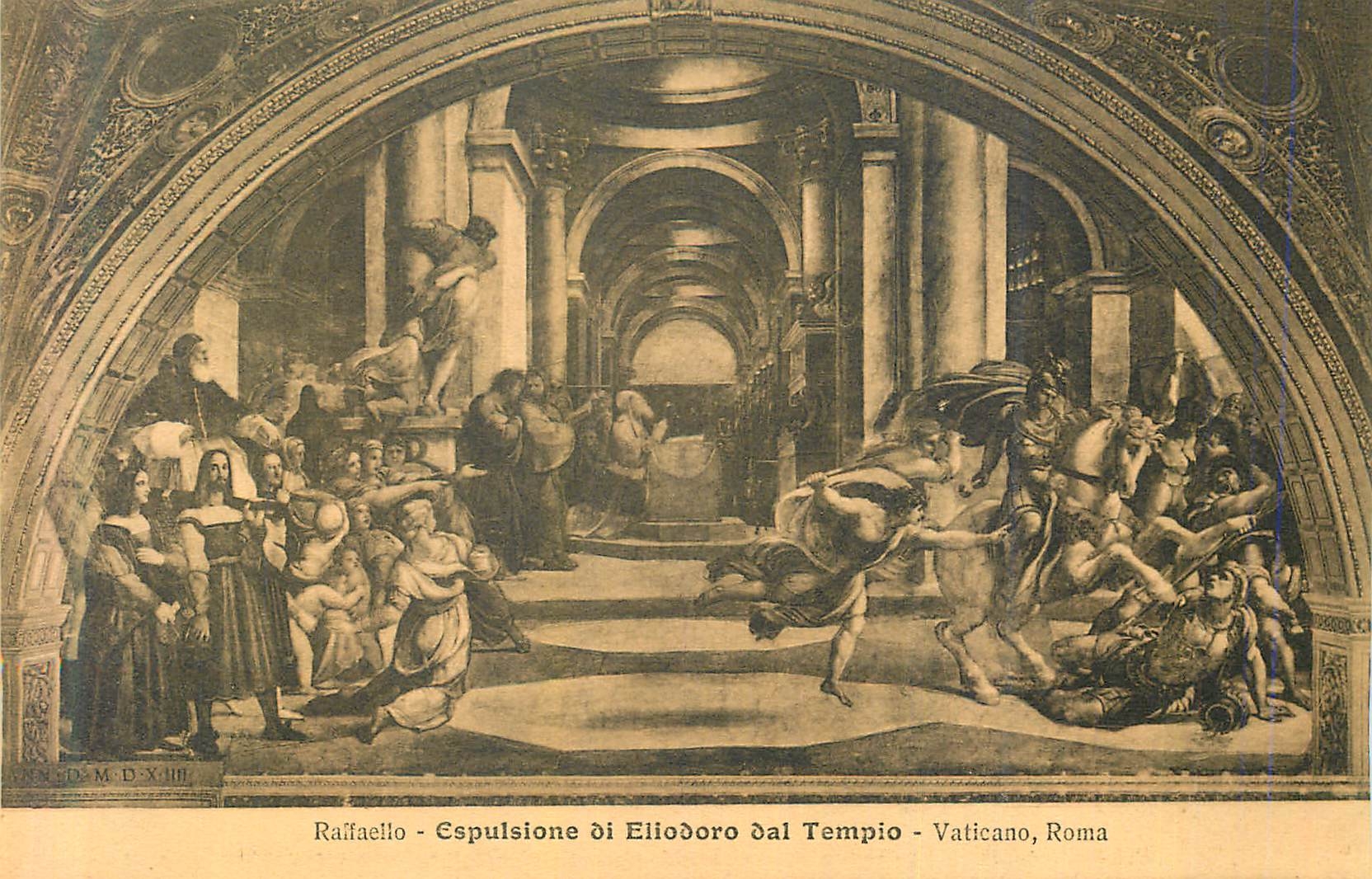 CPA Raffaelo espulsione di eliodoro dal tempio vaticano roma