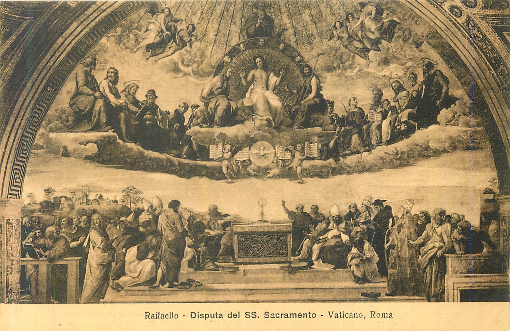 CPA Raffaelo disputa del ss sacramento vaticano roma