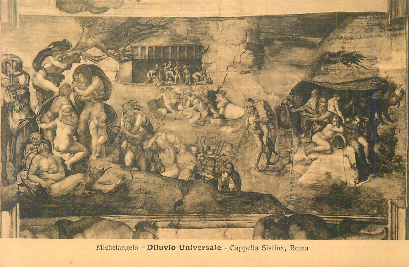 CPA Michelangelo diluvio universale capella sistina roma
