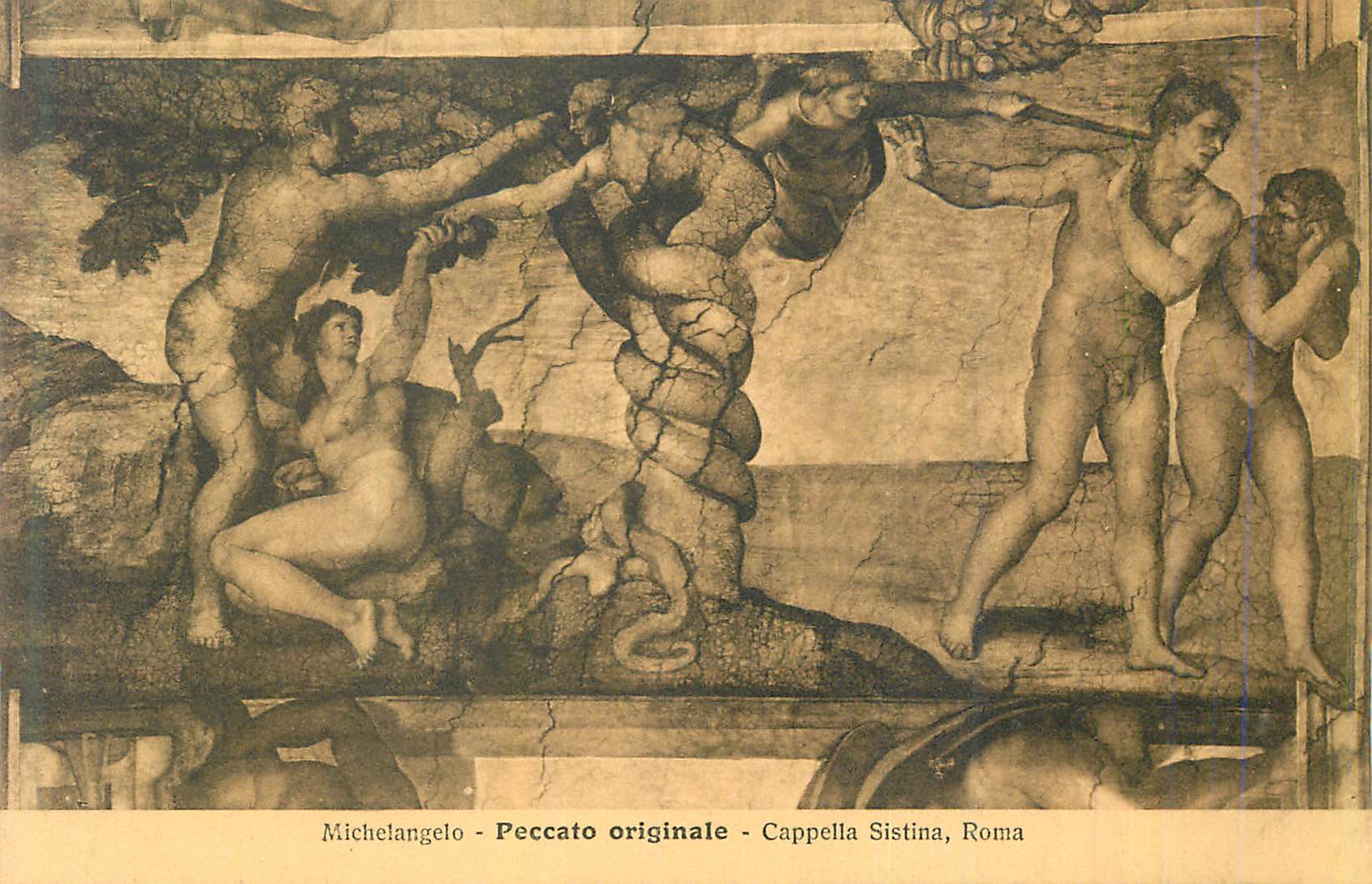 CPA Michelangelo peccato originale capella sistina roma