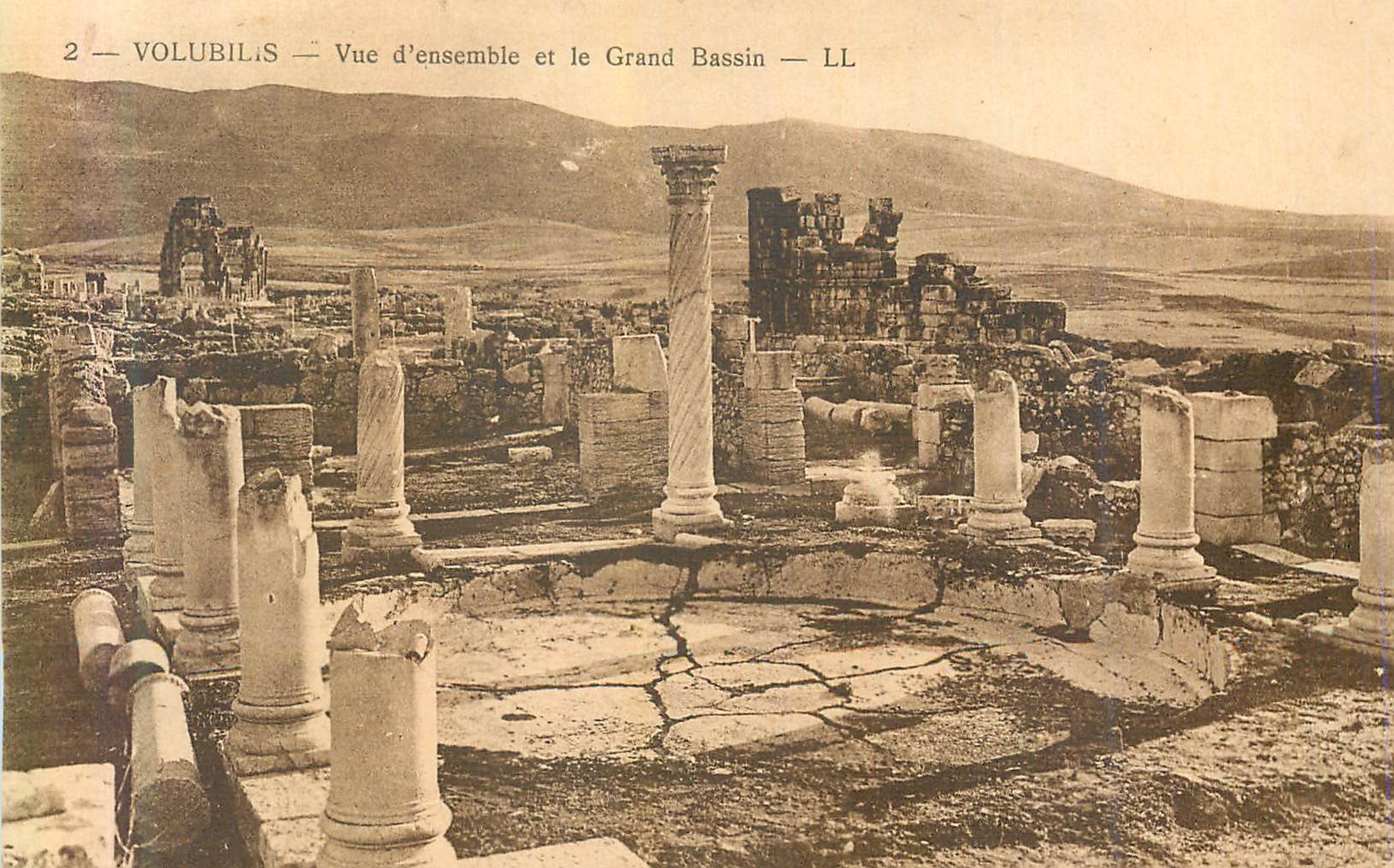 CPA 2 volubilis vue d ensemble et le grand bassin