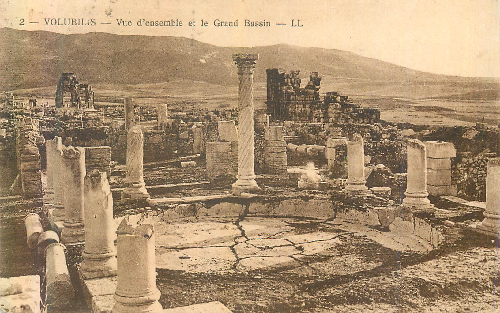 CPA 2 volubilis vue d ensemble et le grand bassin