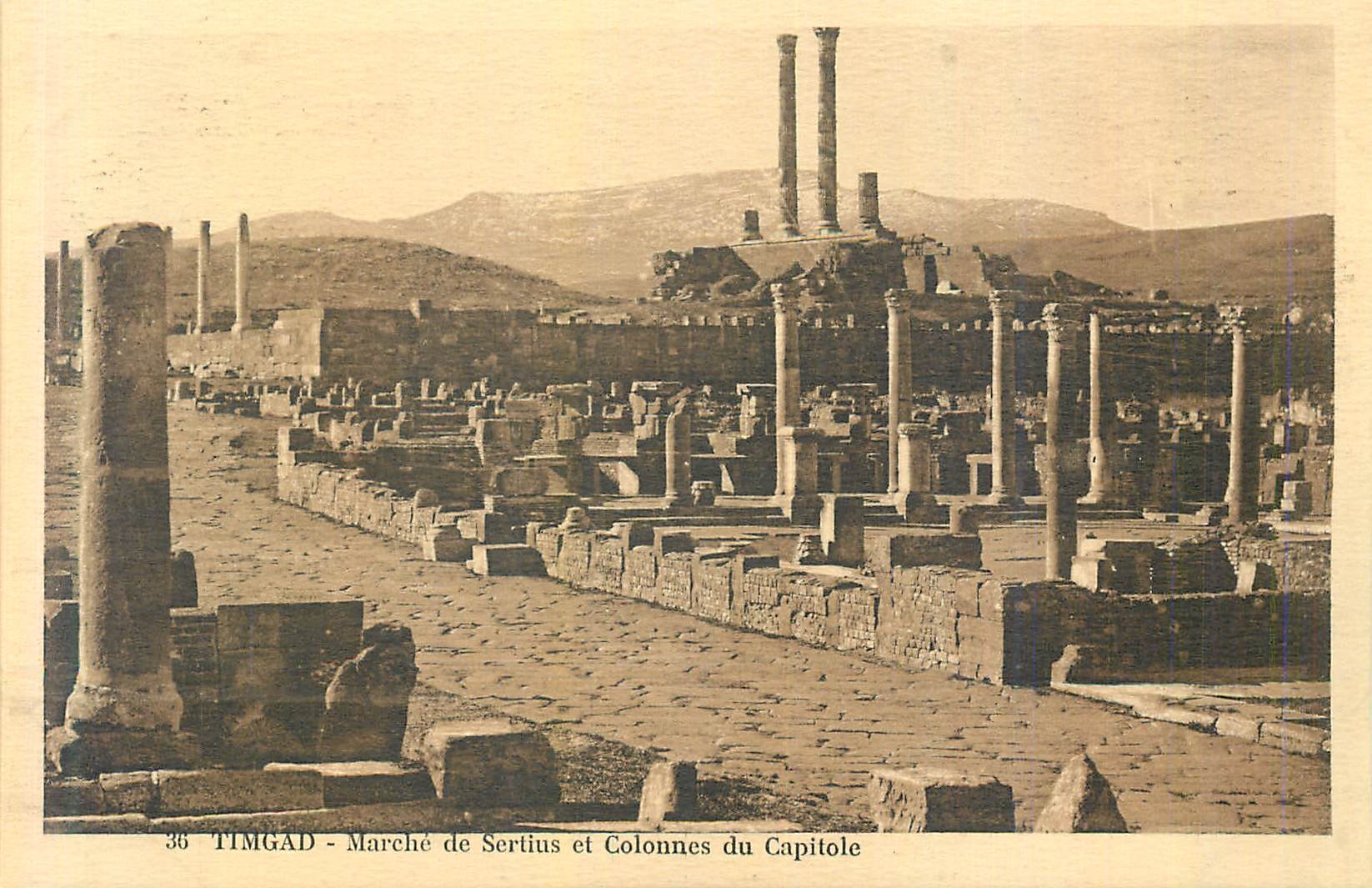 CPA 36 timgad marche de sertius et colonnes du capitole
