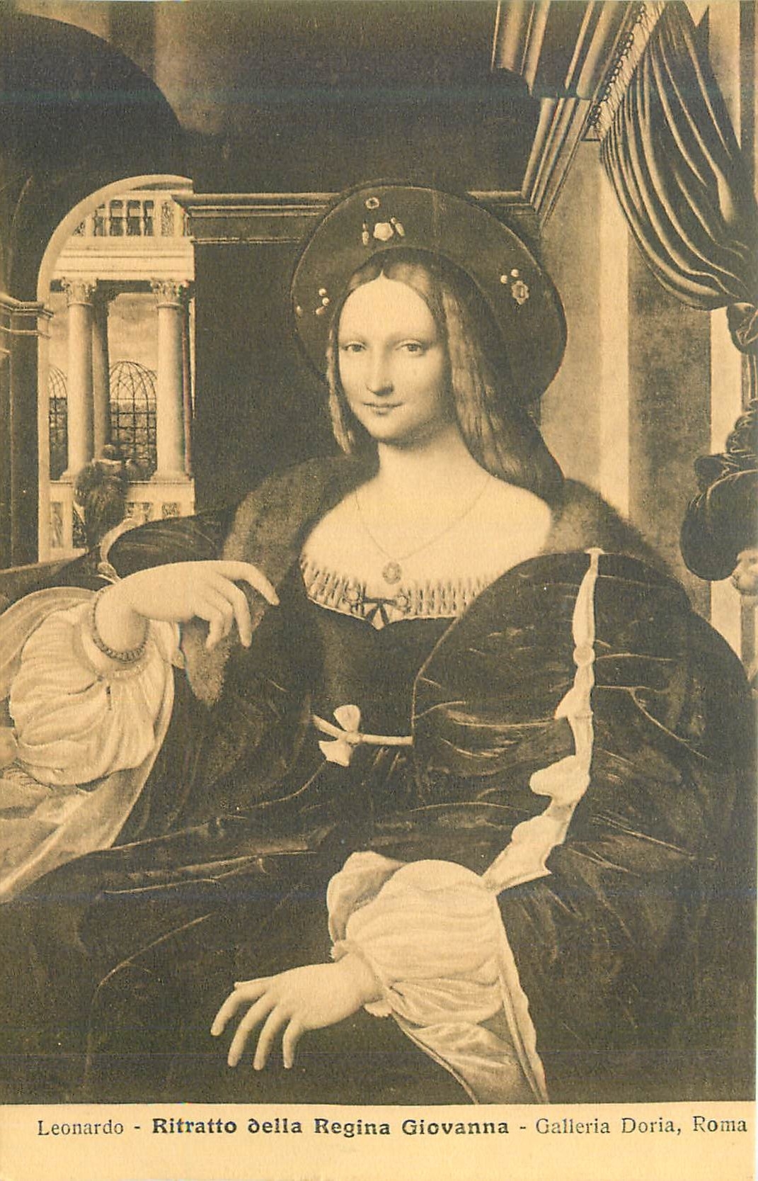 CPA Leornado ritratto della regina giovanna galleria doria roma