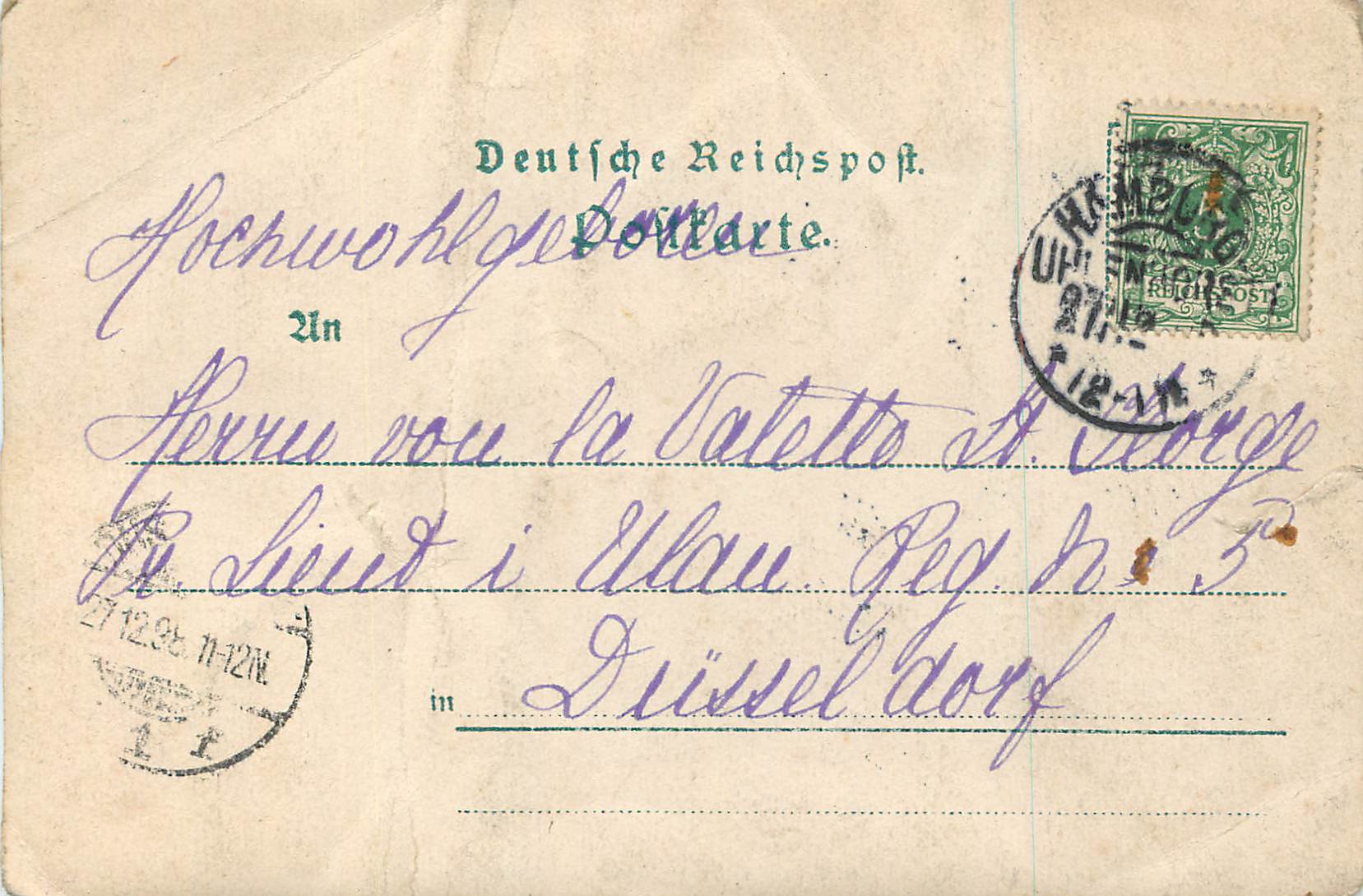 CARTE PHOTO Château Allemagne Hambourg — Rückseite