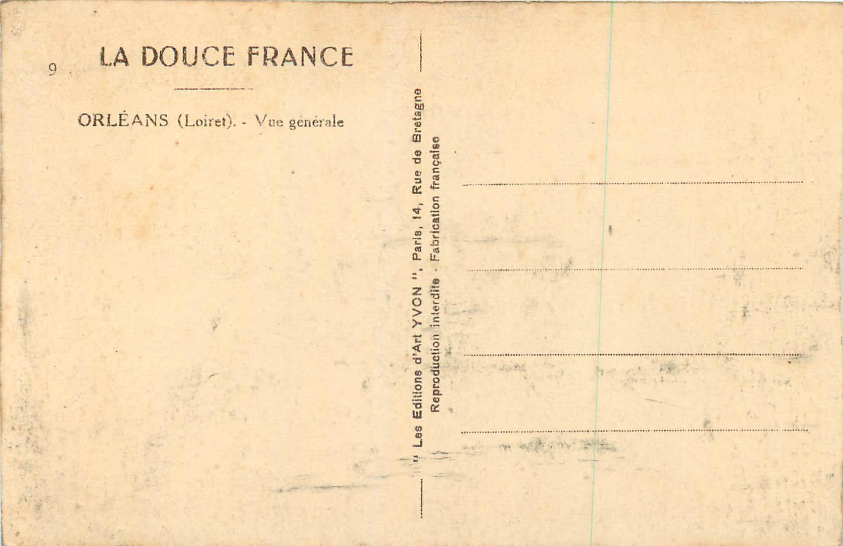 CPA La douce france 9 orleans (loiret) vue generale — Verso