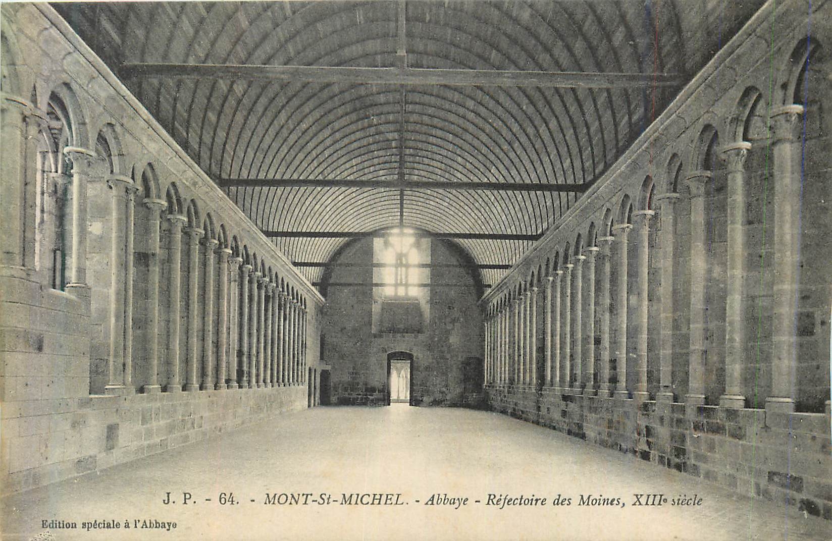 CPA J p 64 mont st michel abbaye refectoire des moines xiii siecle