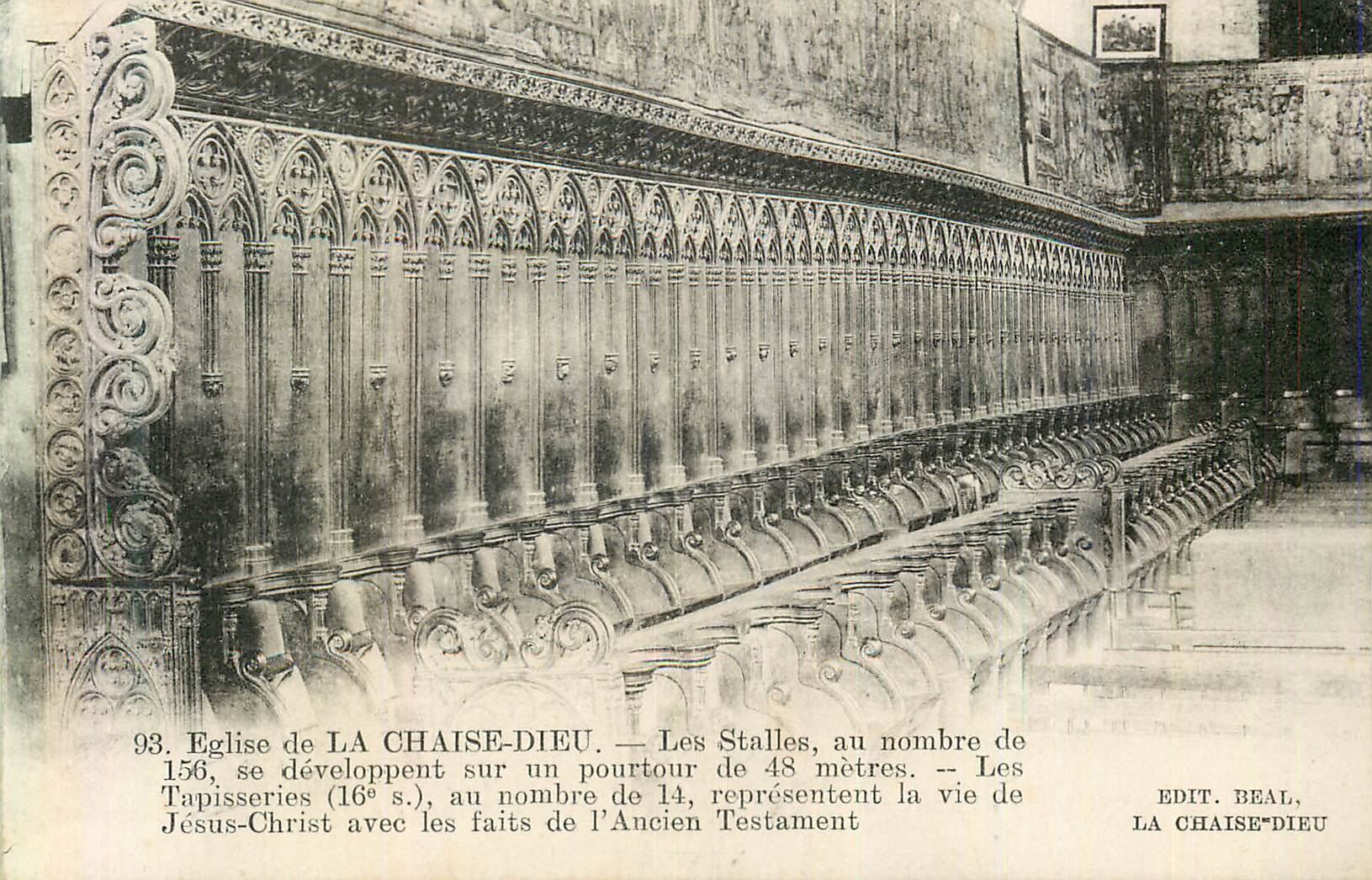 CPA 93 eglise de la chaise dieu les stalles au nombre de 156 se developpent sur un pourtour de 48 metres