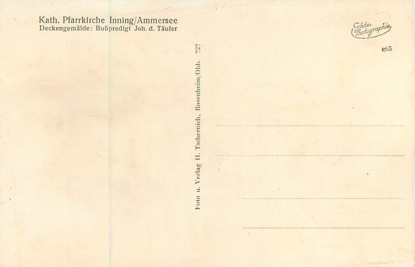 CPA Kath pfarrkirche inning ammersee deckengemalde — Verso