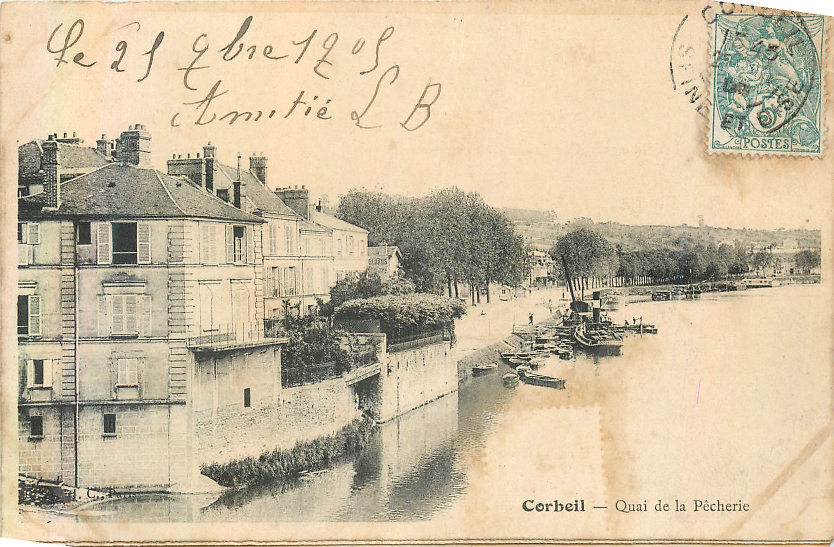 CPA Corbeil quai de la pecherie