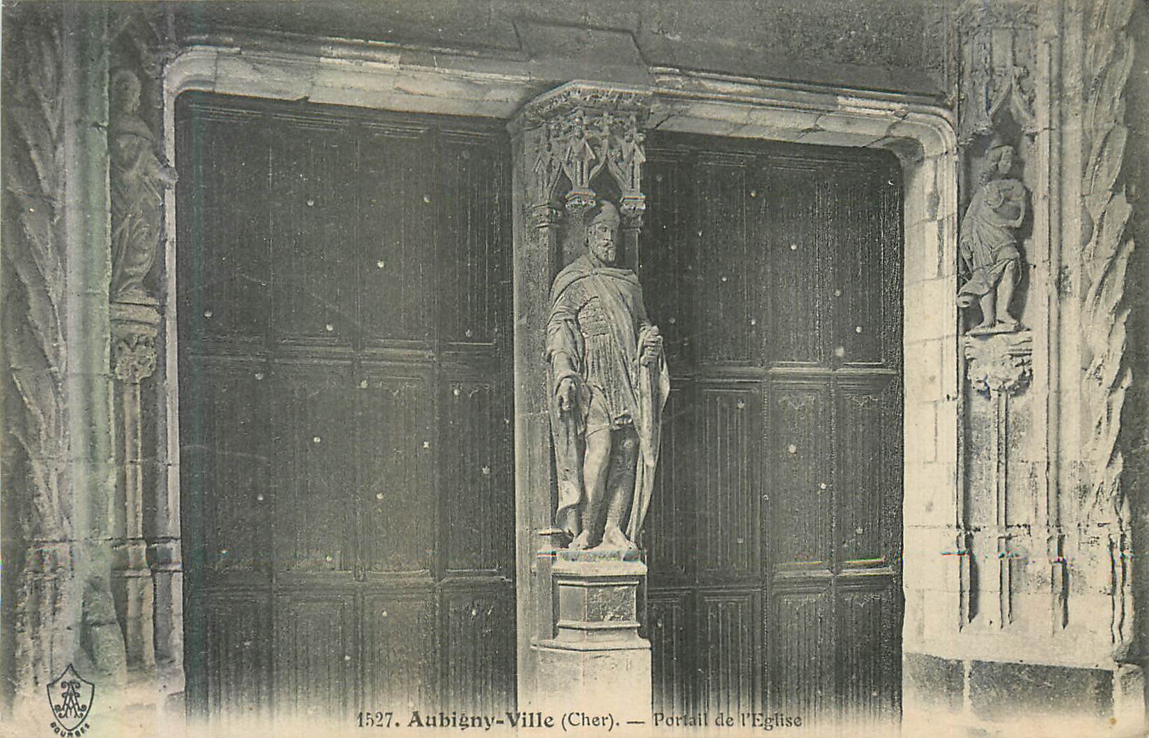 CPA 1527 aubigny ville (cher) portail de l eglise
