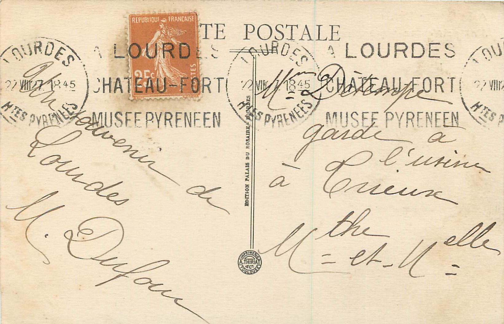 CPA A la grotte benie j ai prie pour vous Lourdes — Verso
