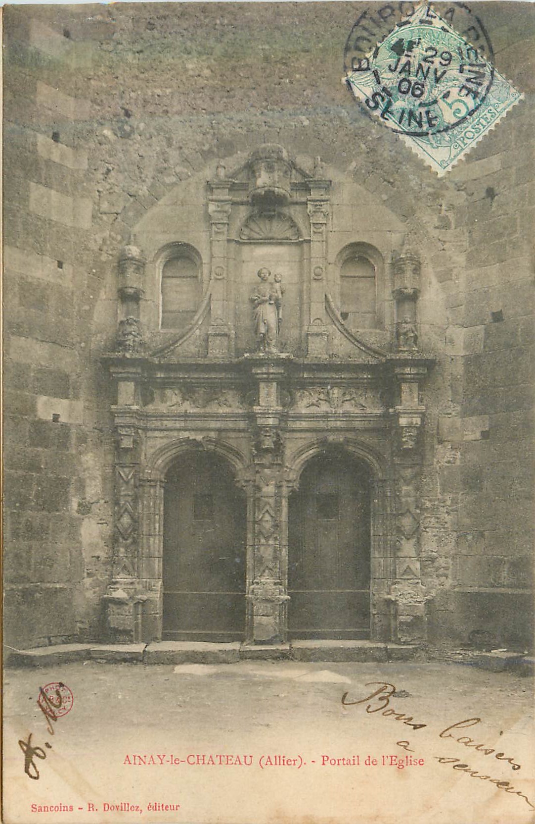 CPA Ainay le chateau (allier) portail de l eglise