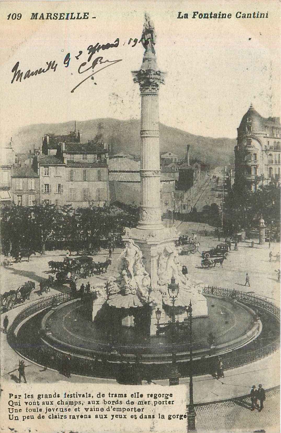 CPA 109 marseille la fontaine cantini