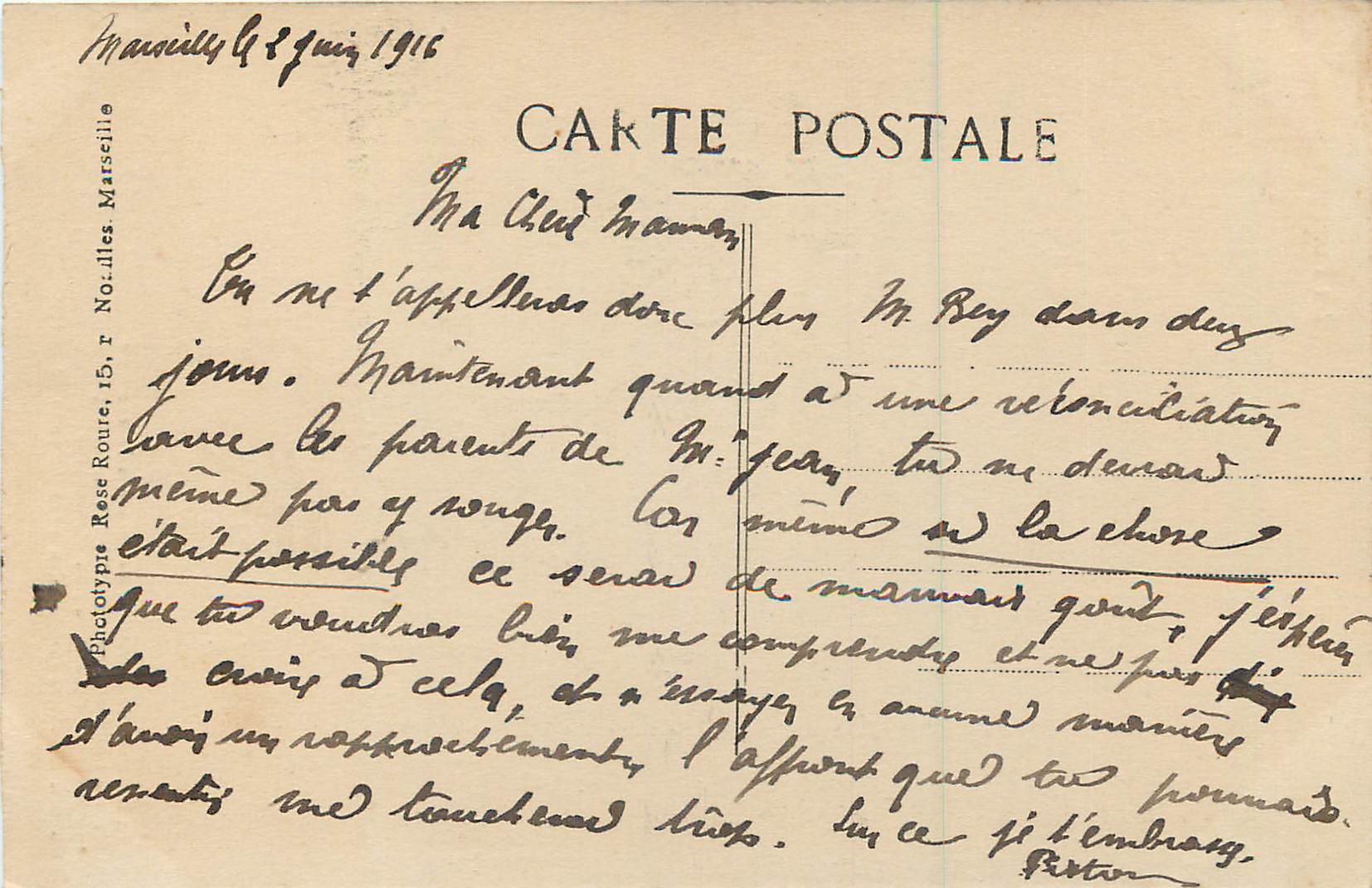 CPA 109 marseille la fontaine cantini — Rückseite