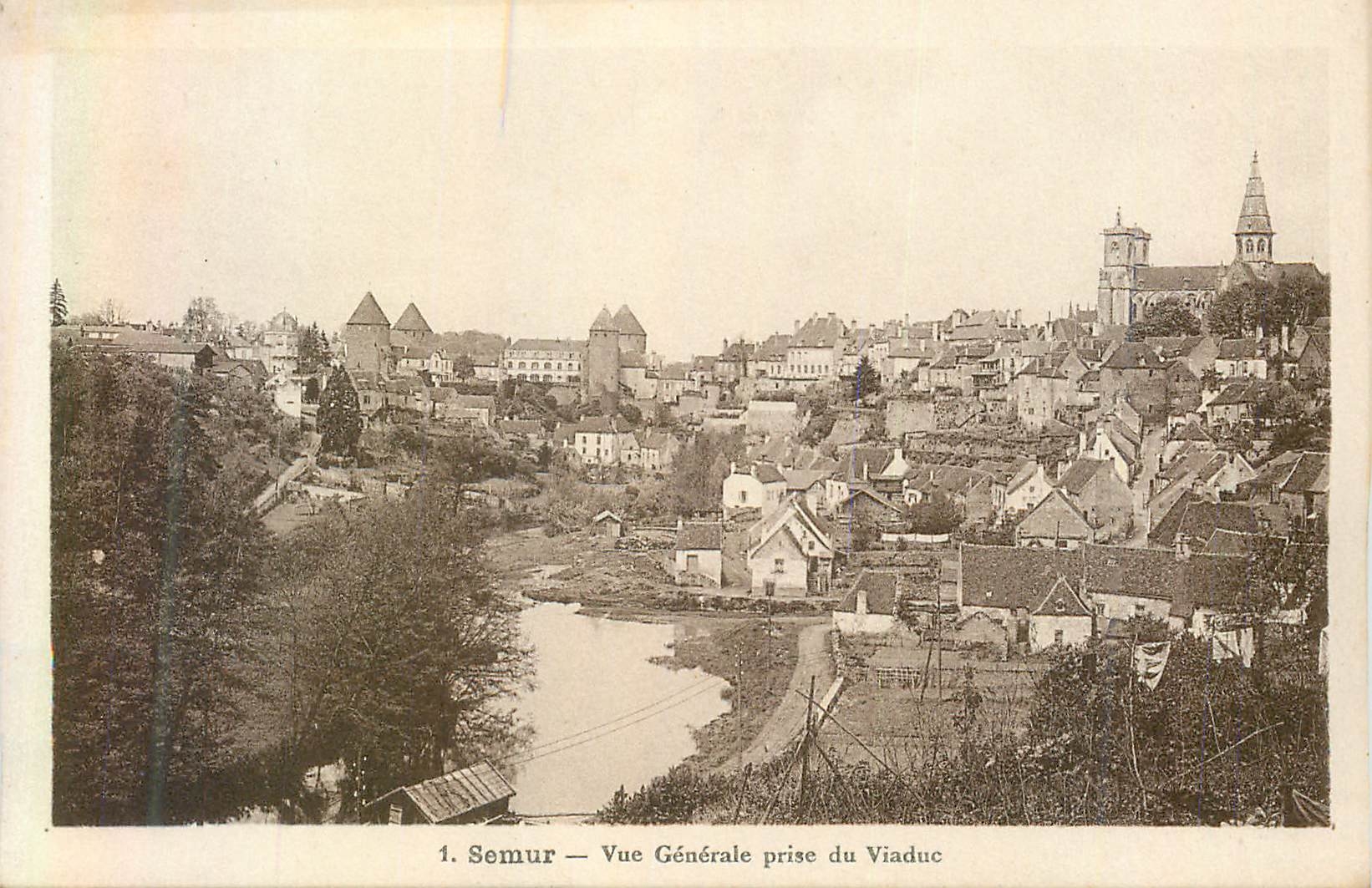 CPA 1 semur vue generale prise du viaduc