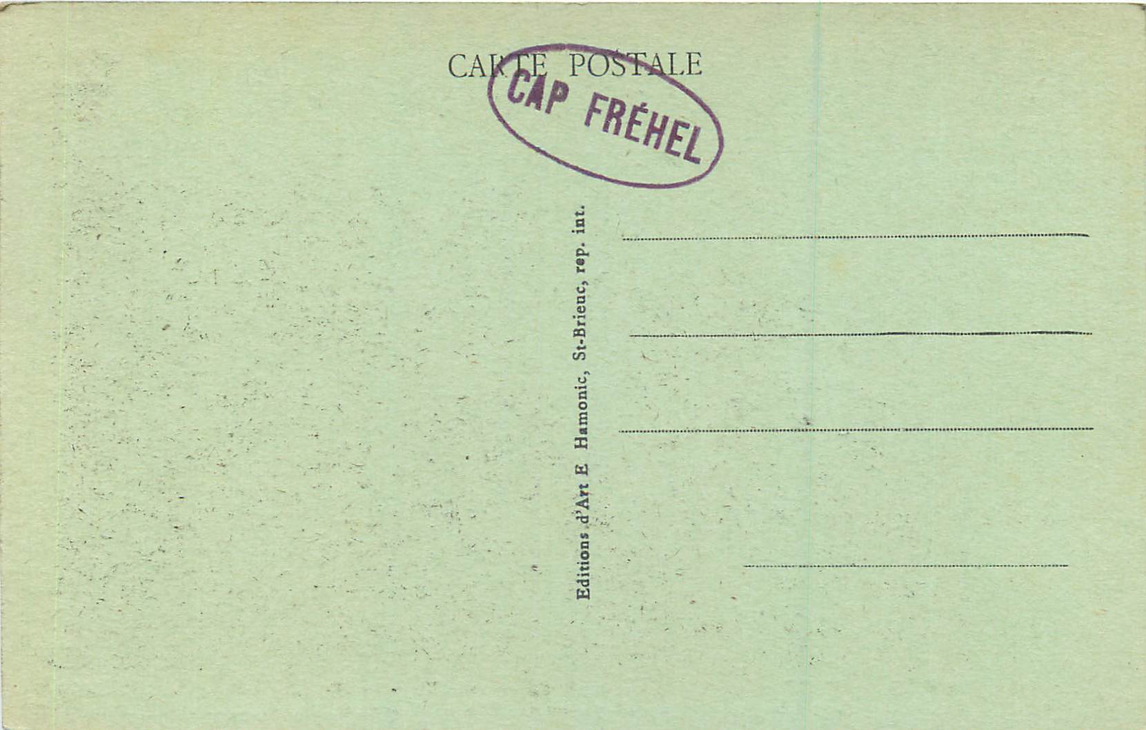 Le CAP FRÉHEL (72 m. de haut) — La Fauconnière — La Découpure des Falaises — Éditions d'Art E. Hamonic, St-Briouc — Rückseite