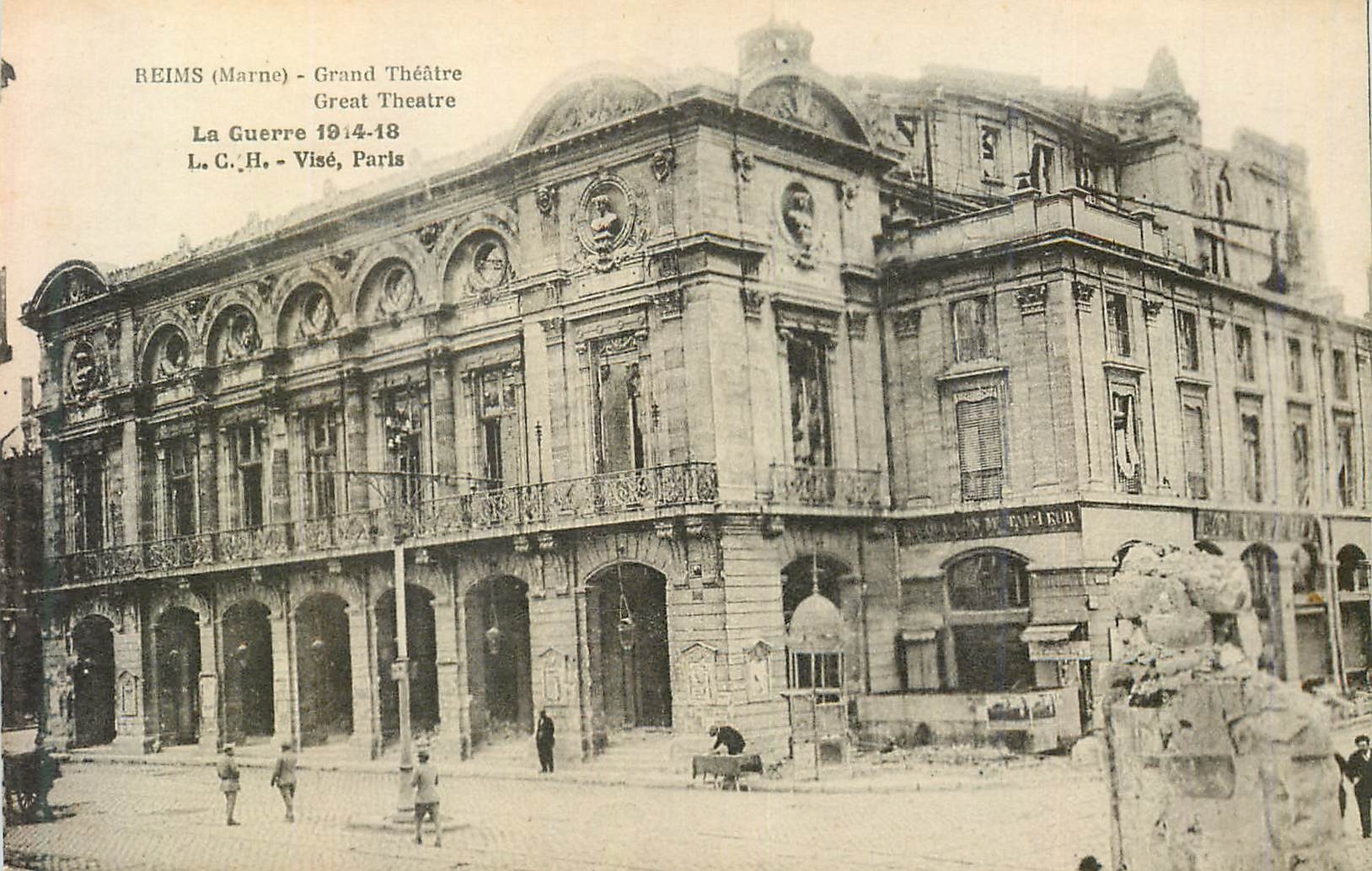 CPA Reims (marne) grand theatre la guerre 1914 18