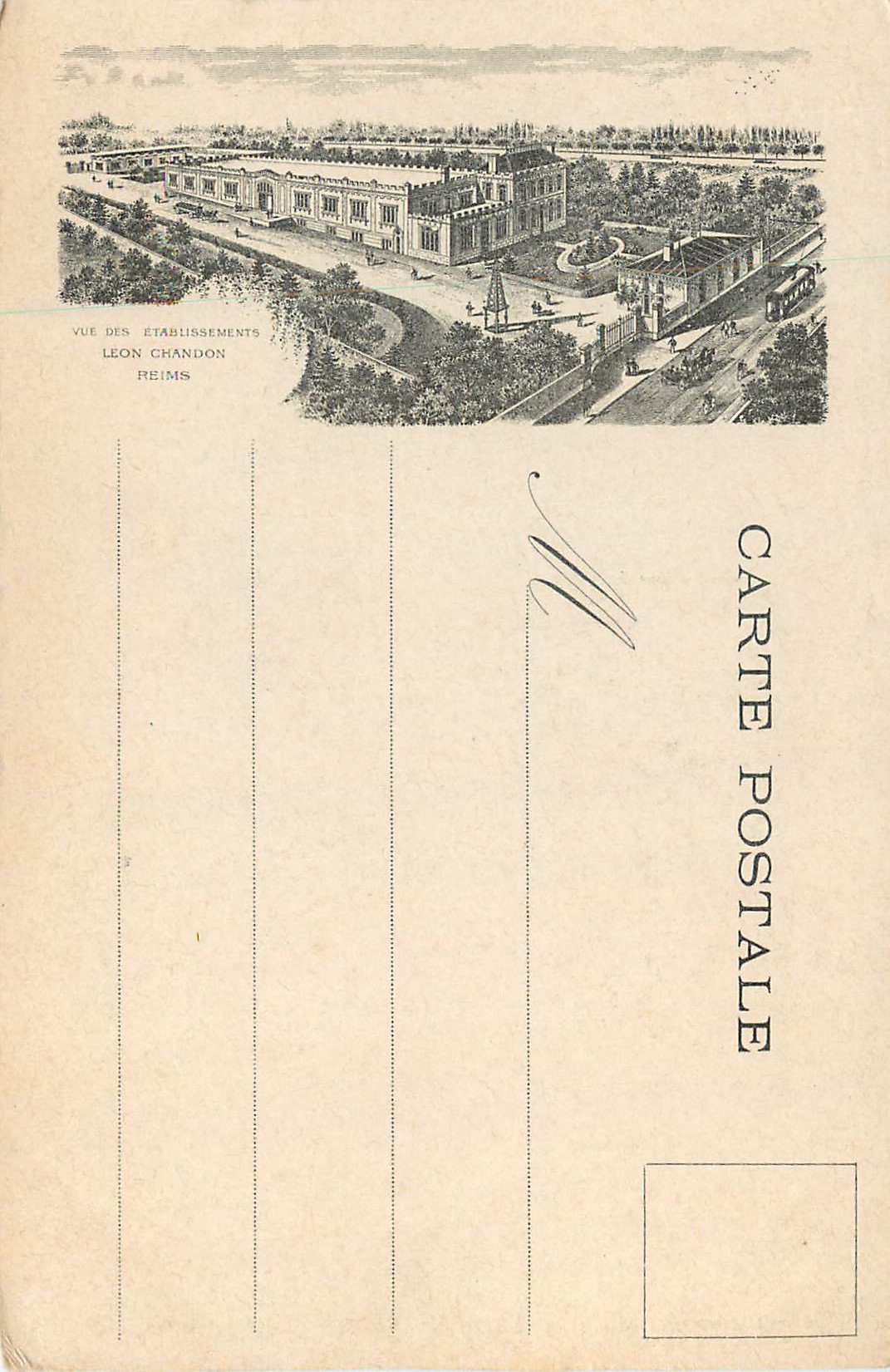 Reims — Cathédrale — Offert par la Maison Léon Chandon, Champagne, Reims — Verso