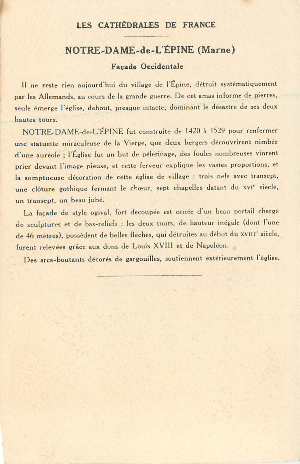 CPA L epine (marne) eglise notre dame (ensemble ouest) — Back