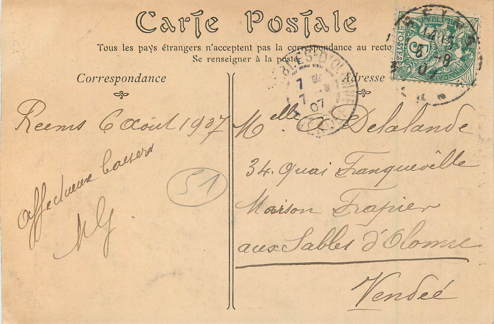 CPA 40 reims portail de l eglise saint rene — Rückseite