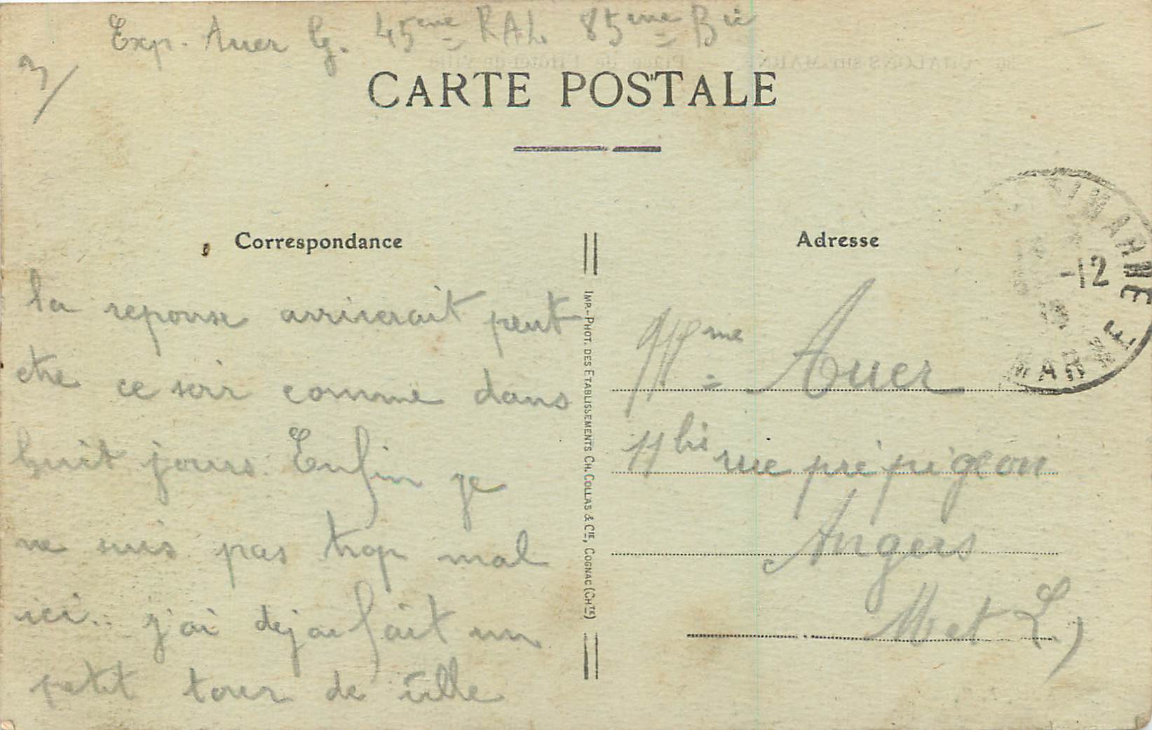 CPA 36 chalons sur marne place de l hotel de ville Lion — Verso