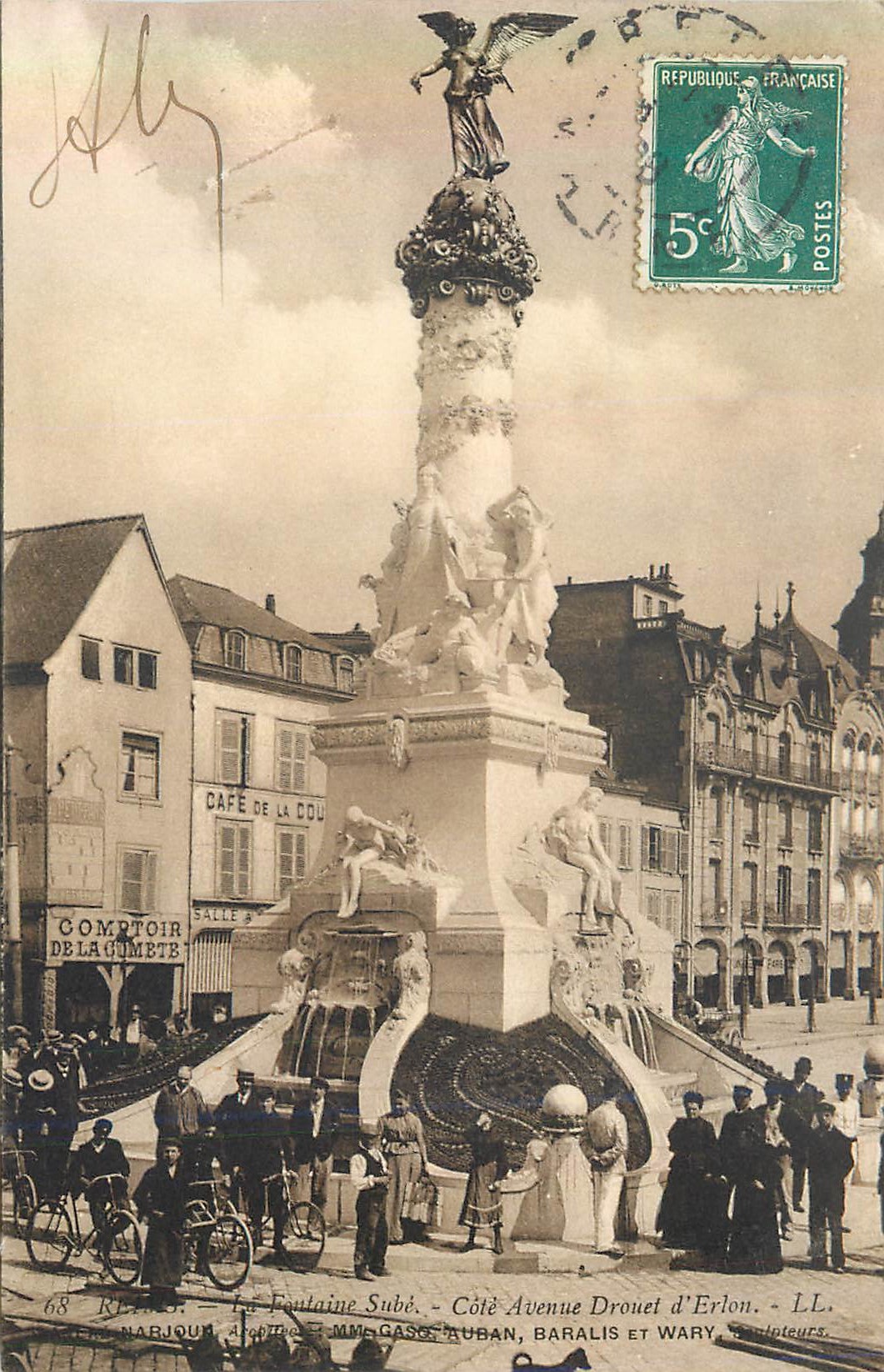 La Fontaine Subé — Côté Avenue Drouet d'Erlon — L.L. Narjoux, sculpteurs