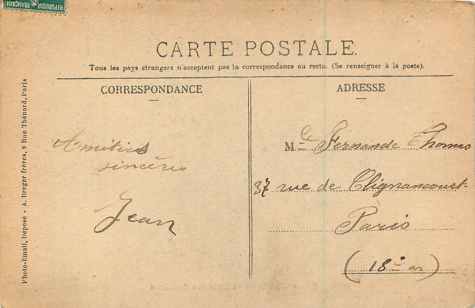 CPA Reims la veste l allees des cavaliers — Verso