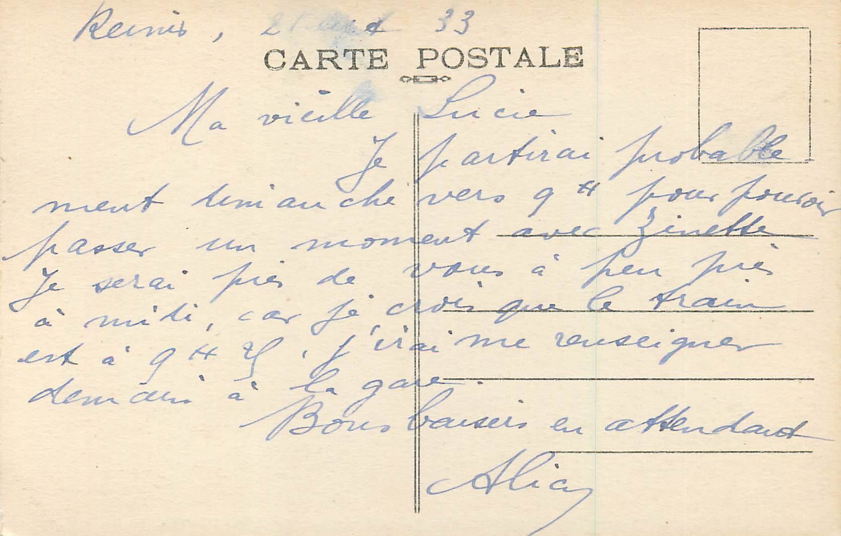 CPA 14 reims eglise sainte clotilde — Verso