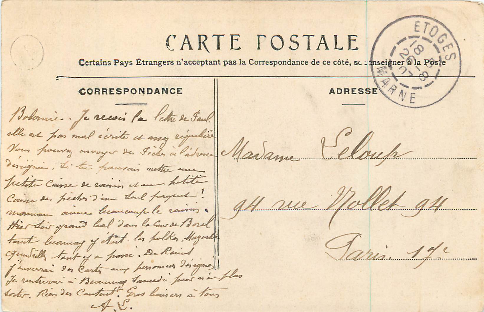 CPA Chalons sur marne la cathedrale — Verso