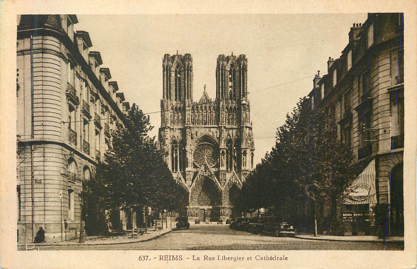 Reims - La Rue Libergier et Cathédrale — Jacques Fréville, éditeur, Reims