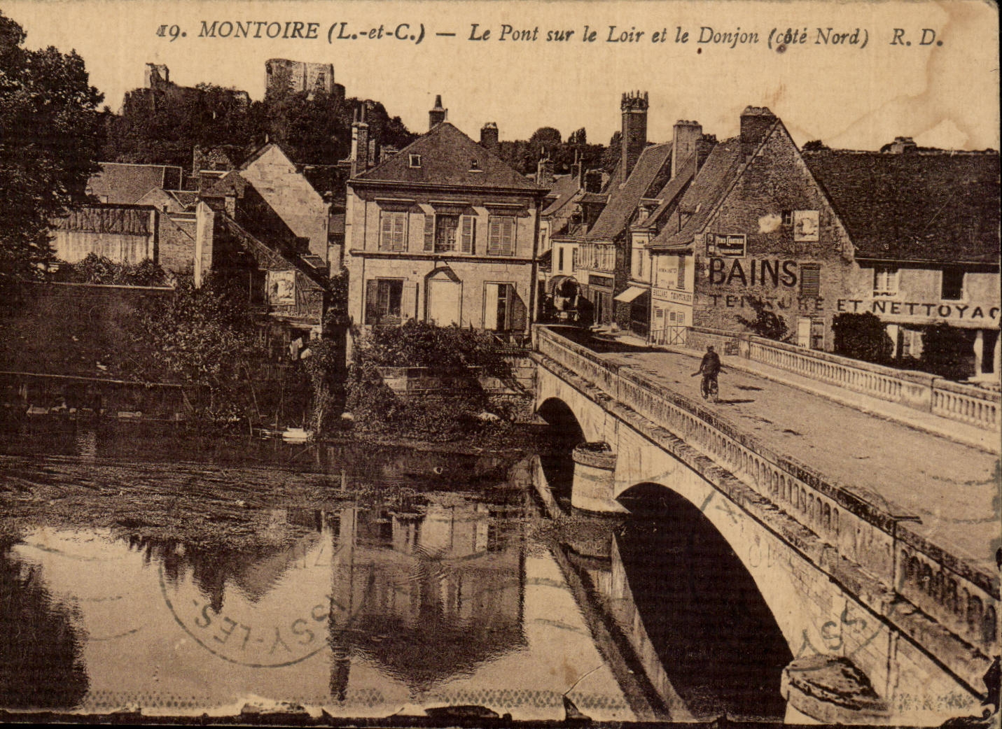 Montoire (Loir-et-Cher) — Le Pont sur le Loir et le Donjon (côté Nord) — R.D.