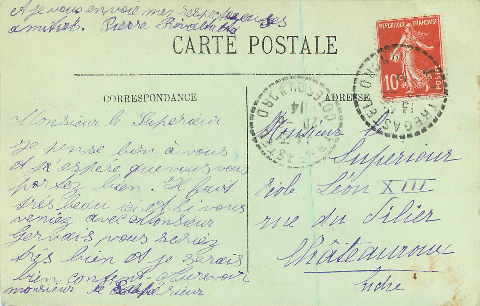 PLOUMANACH — Château de Costaères, où fut écrit "Quo Vadis", par Henri Sienkiewicz — LL. n°21 — Rückseite