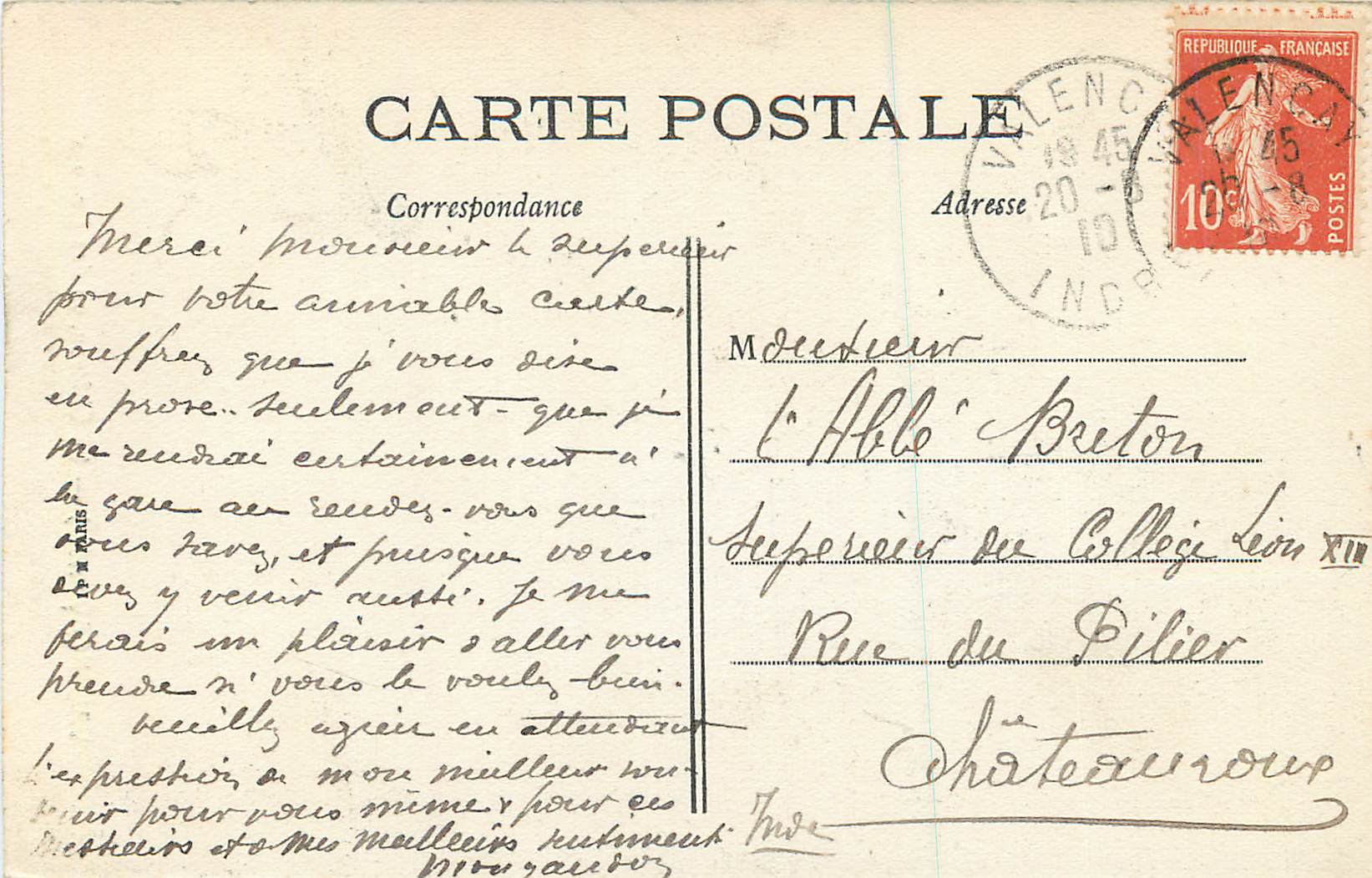 CPA Valencay (Indre) Le Chateau vu des Douves — Rückseite