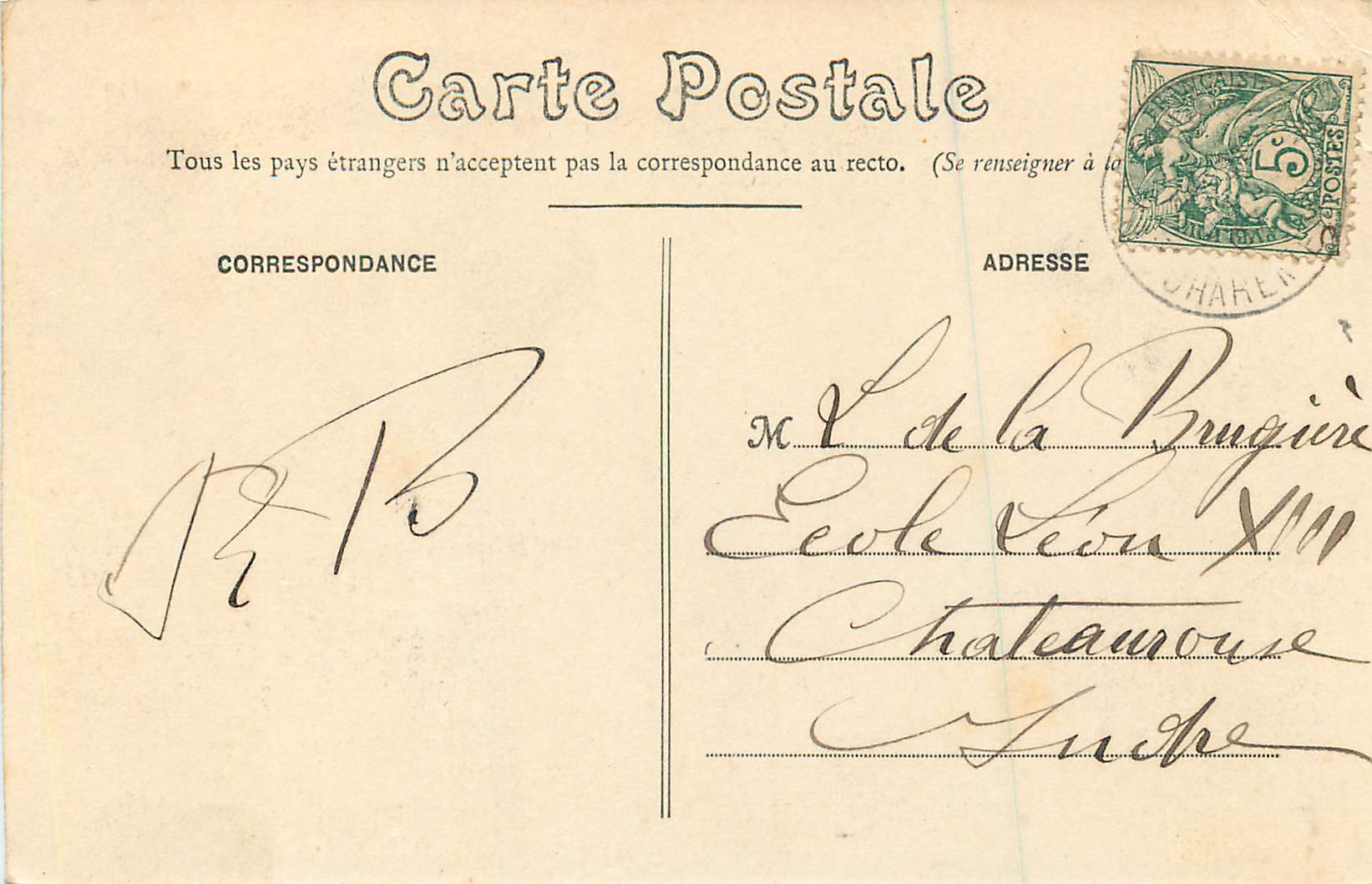 Ile d'Oléron - St-Denis — La Jetée du Port par un gros temps — Éditeur inconnu, n° 423 — Rückseite