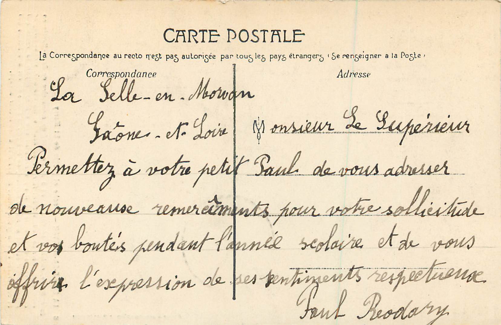 CPA La Selle en Marvan Roche et Grotte de St Merry — Rückseite